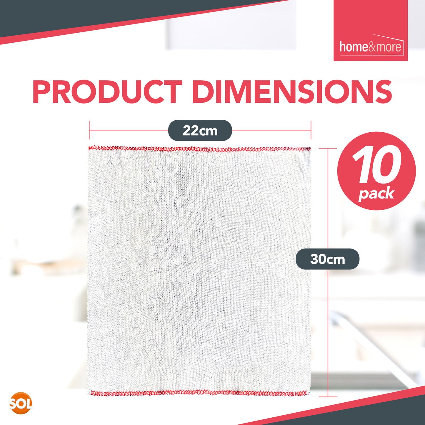 White Cotton Dish Cloths | Absorbent Cleaning Towels | 10 Pack