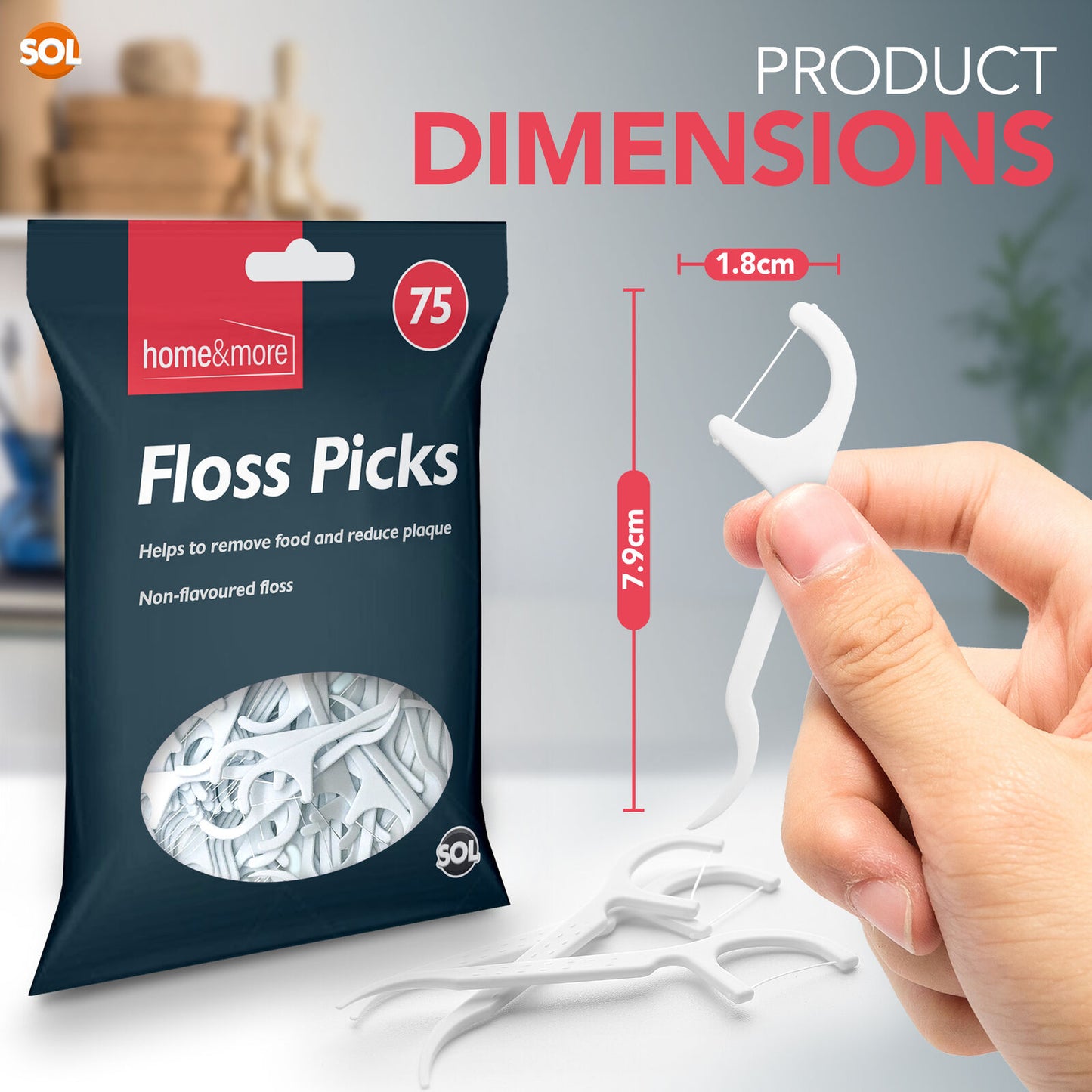 Dental Floss Sticks | Interdental Tooth Picks Plaque Care | 75 Pack