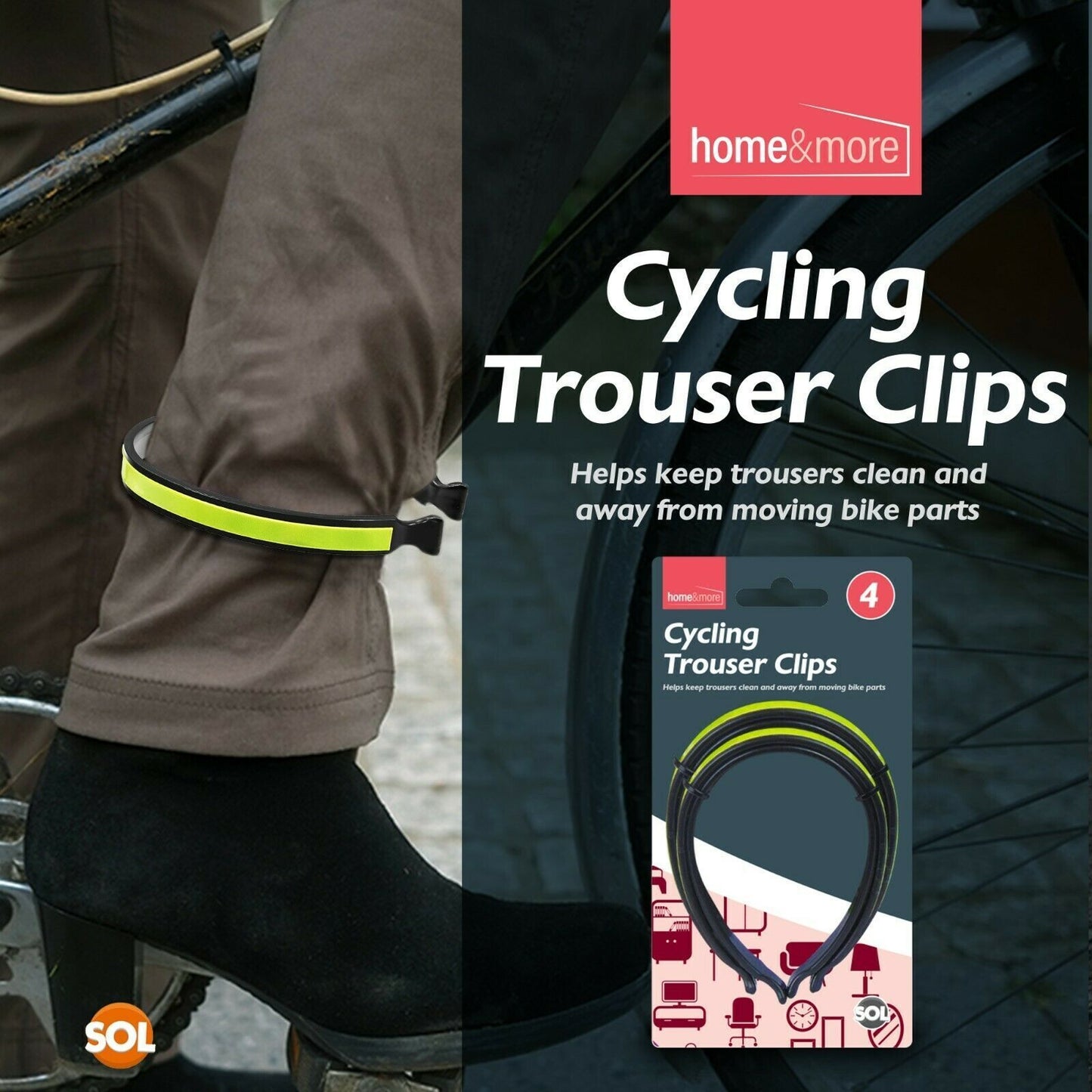 Cycle Clips Reflective Bands | Bike Trouser Strap 4 Pack