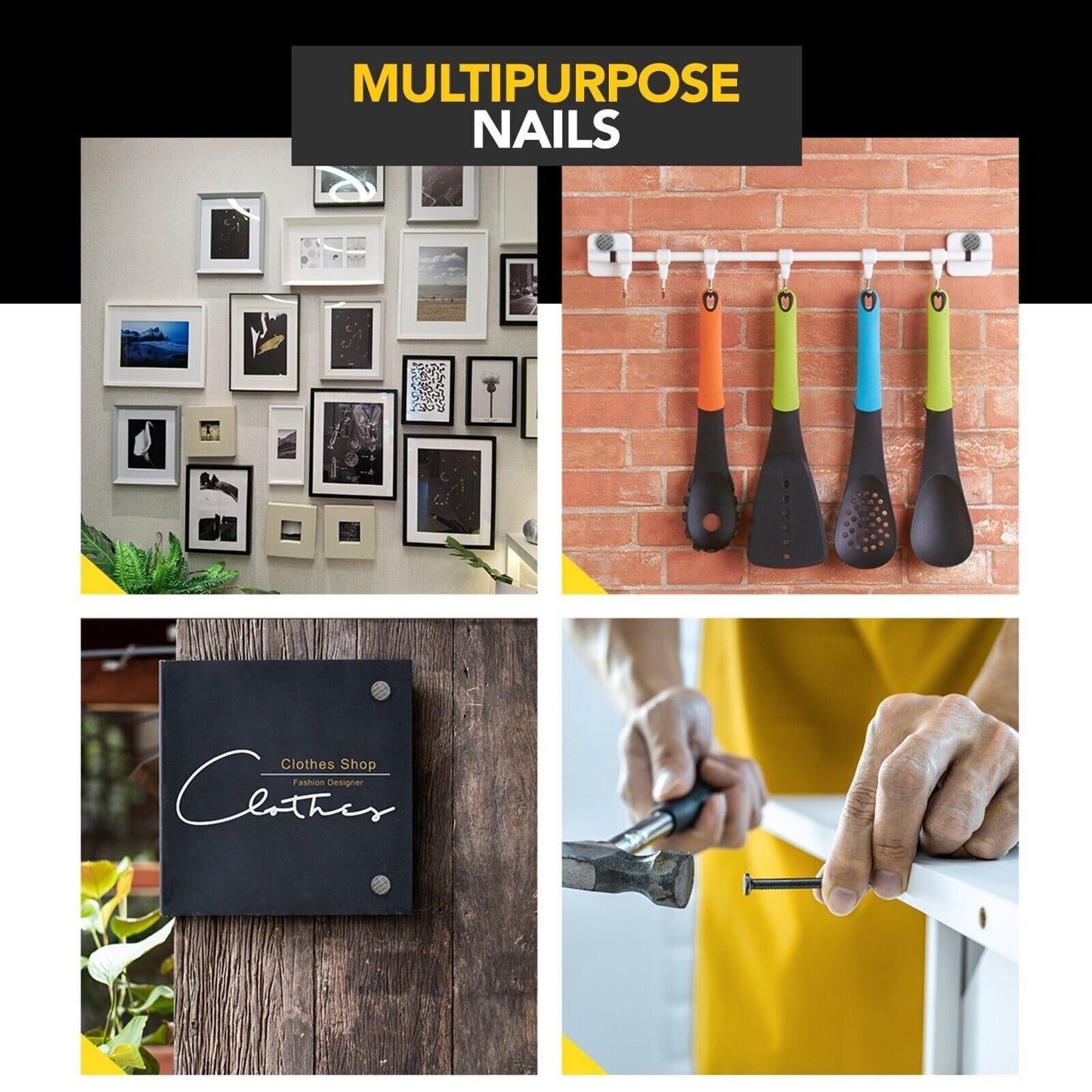 Flat Head Nails | Assorted Metal Carpentry Woodworking Pins | 500 Pack