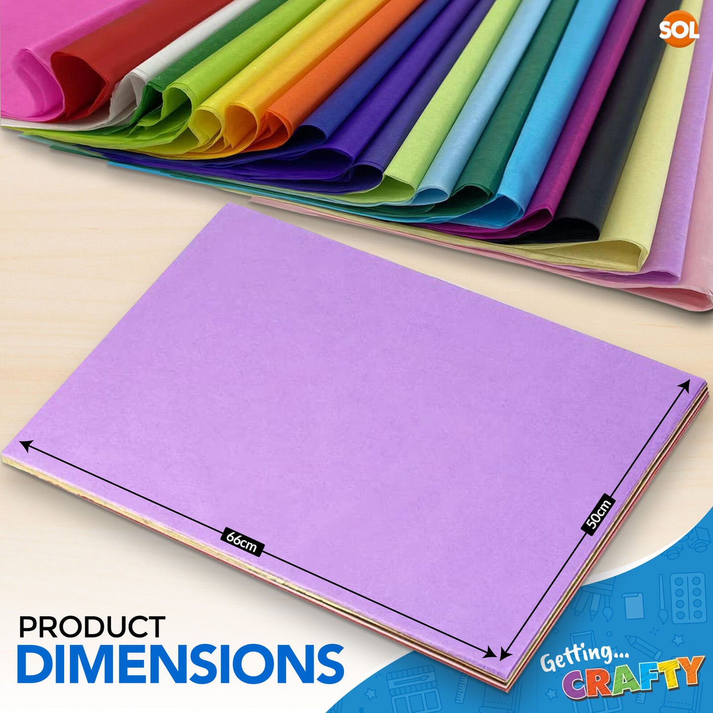 Multi Coloured Tissue Paper Sheets | Gift Wrap 50x66cm | 40 Pack