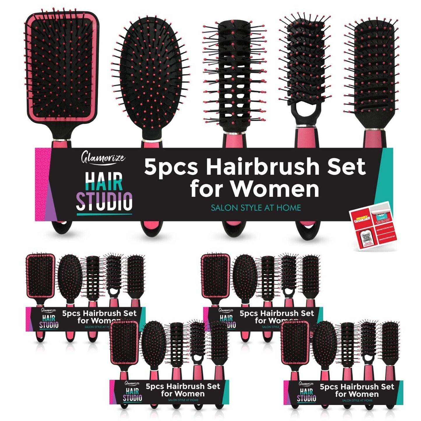 Hair Brush Set Pink for Women | Hairdressing Styling | 25 Pack