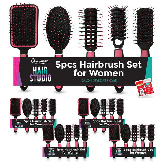 Hair Brush Set Pink for Women | Hairdressing Styling | 25 Pack