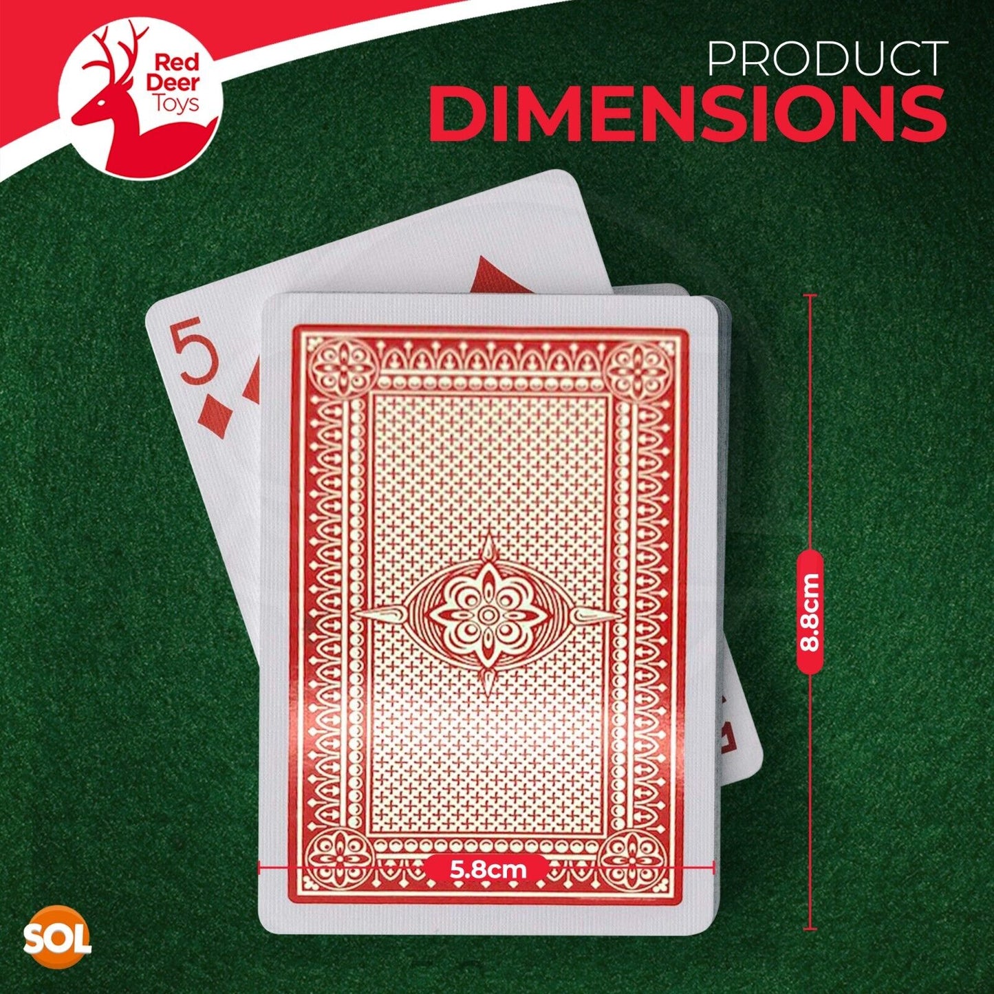 Playing Cards Packs Traditional Plastic Coated Deck Professional Poker Game Red