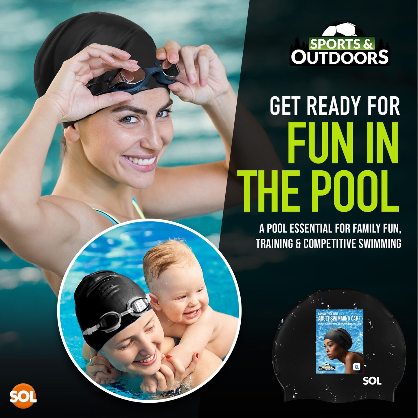 Extra Large Swimming Cap 29cm | Waterproof Silicone for Long Hair Women