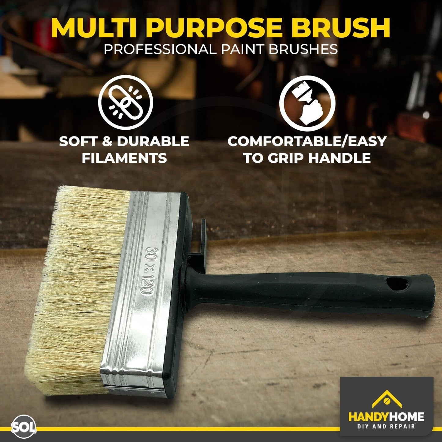 2-12 Shed Fence Brush 5" Multipurpose Wide Block Paint Paste Wood Decking Garden