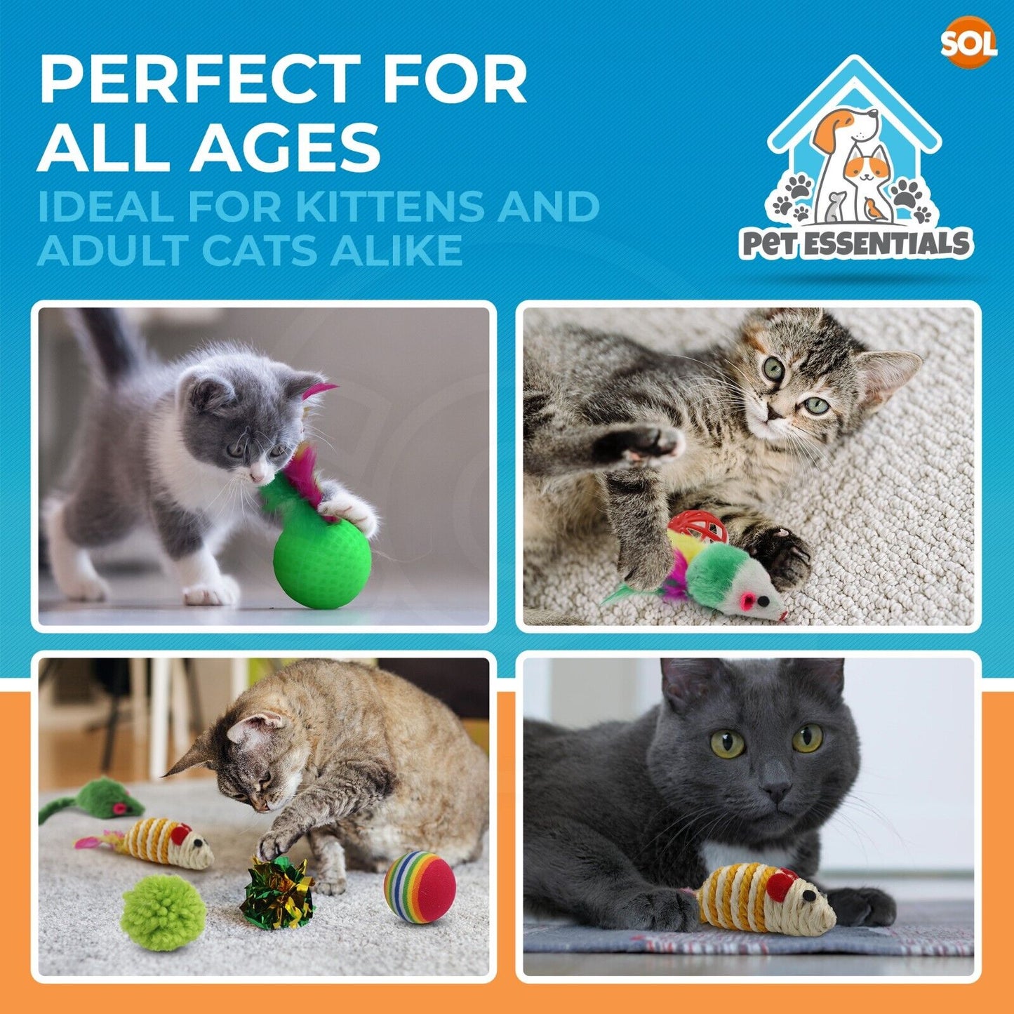 Cat Scratching Post Scratch Sisal Pole 60cm + 21 Kitten Indoor Toys Interactive