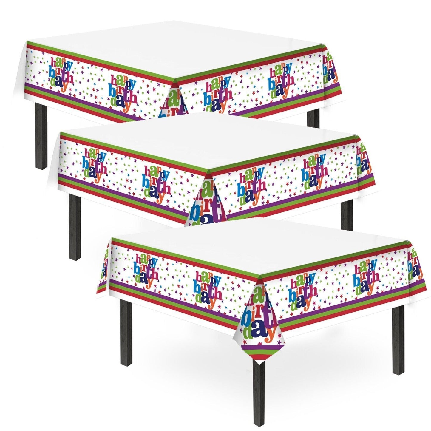 3-9 Birthday Table Cloths Covers Rectangular Plastic Wipe Clean Party Tablecloth