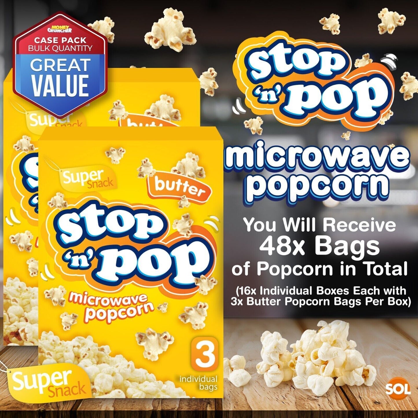 Microwave Popcorn 85g | Sweet Salted Butter Flavour | 48 Pack