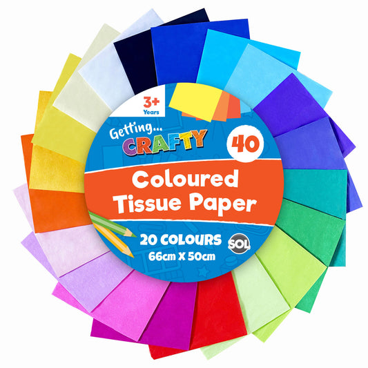Multi Coloured Tissue Paper Sheets | Gift Wrap 50x66cm | 40 Pack