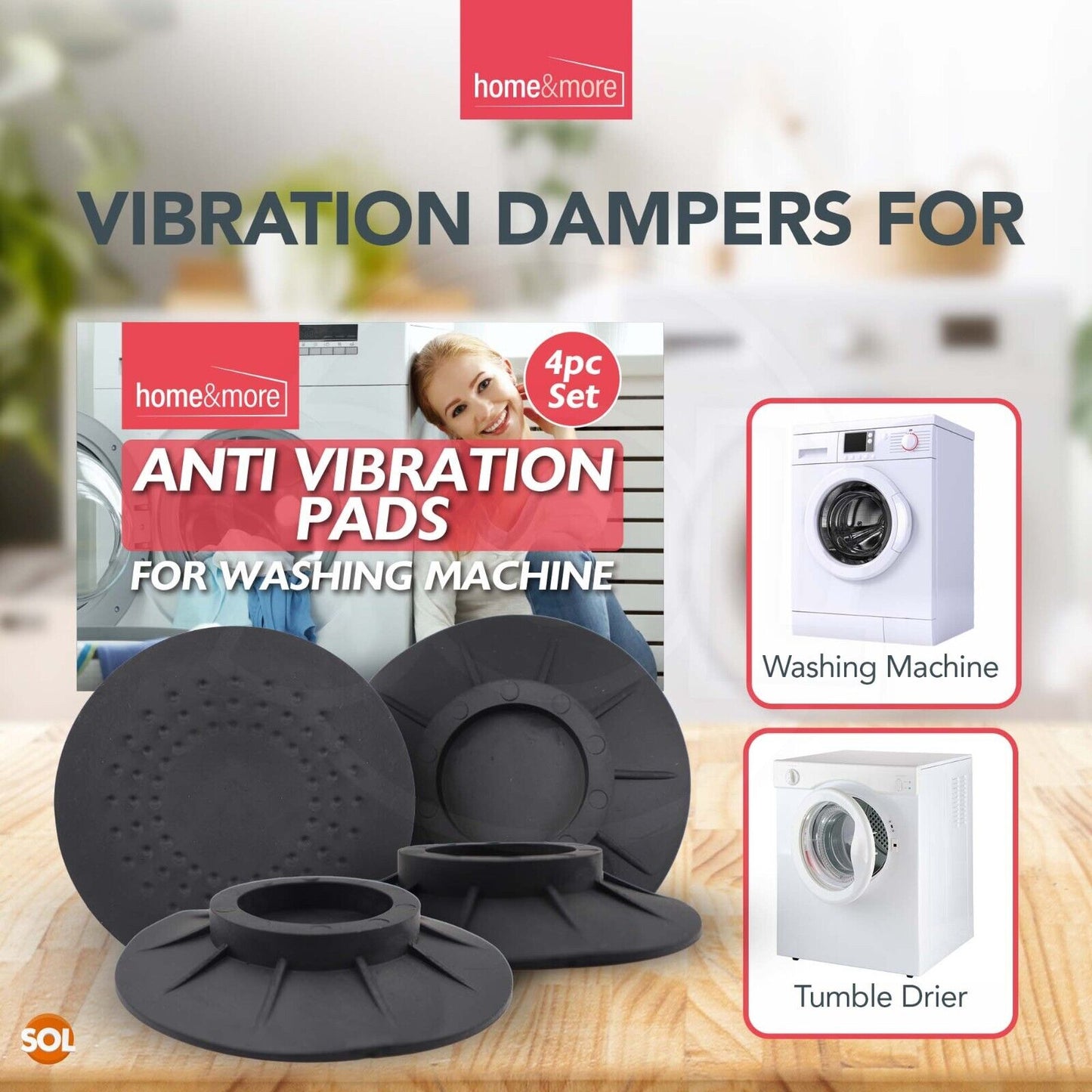 Anti Vibration Washing Machine Feet Pads | 4 Pack