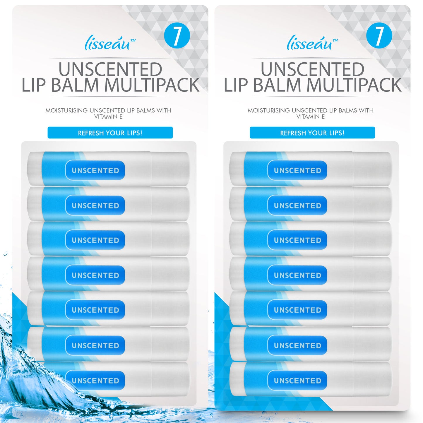 Unscented Lip Balm Set | Moisturising Vitamin E Stick | 7 Pack