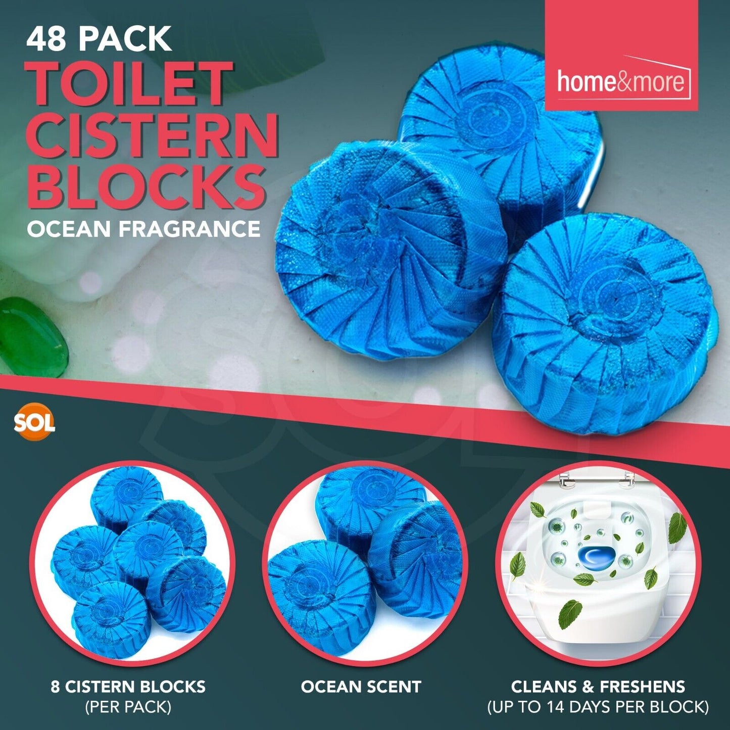 Cistern Blue Blocks Toilet Freshener Cleaner | 48 Pack