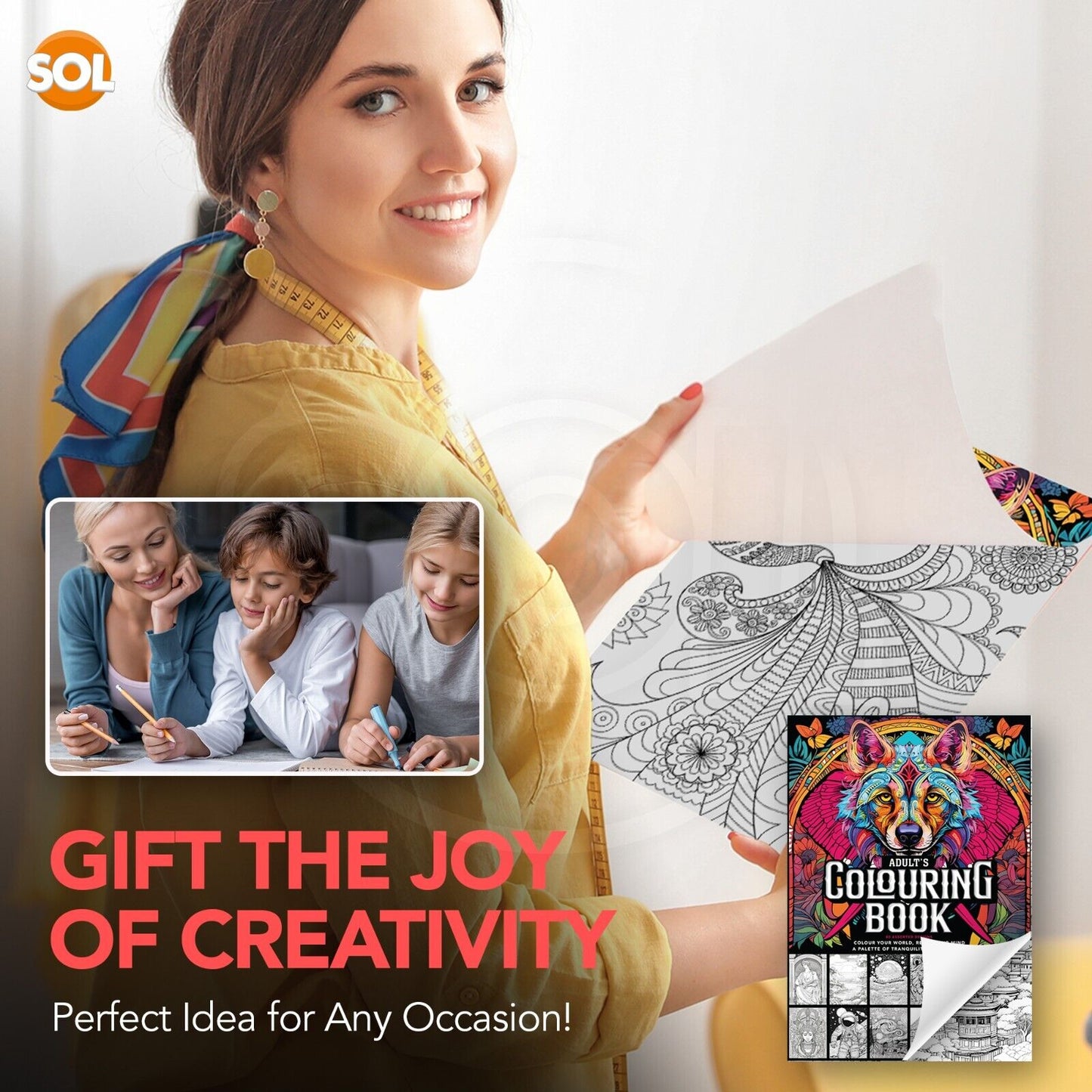 80 Pages Colouring Books for Adults A4 Anti-Stress Mind Relaxing Colour Therapy
