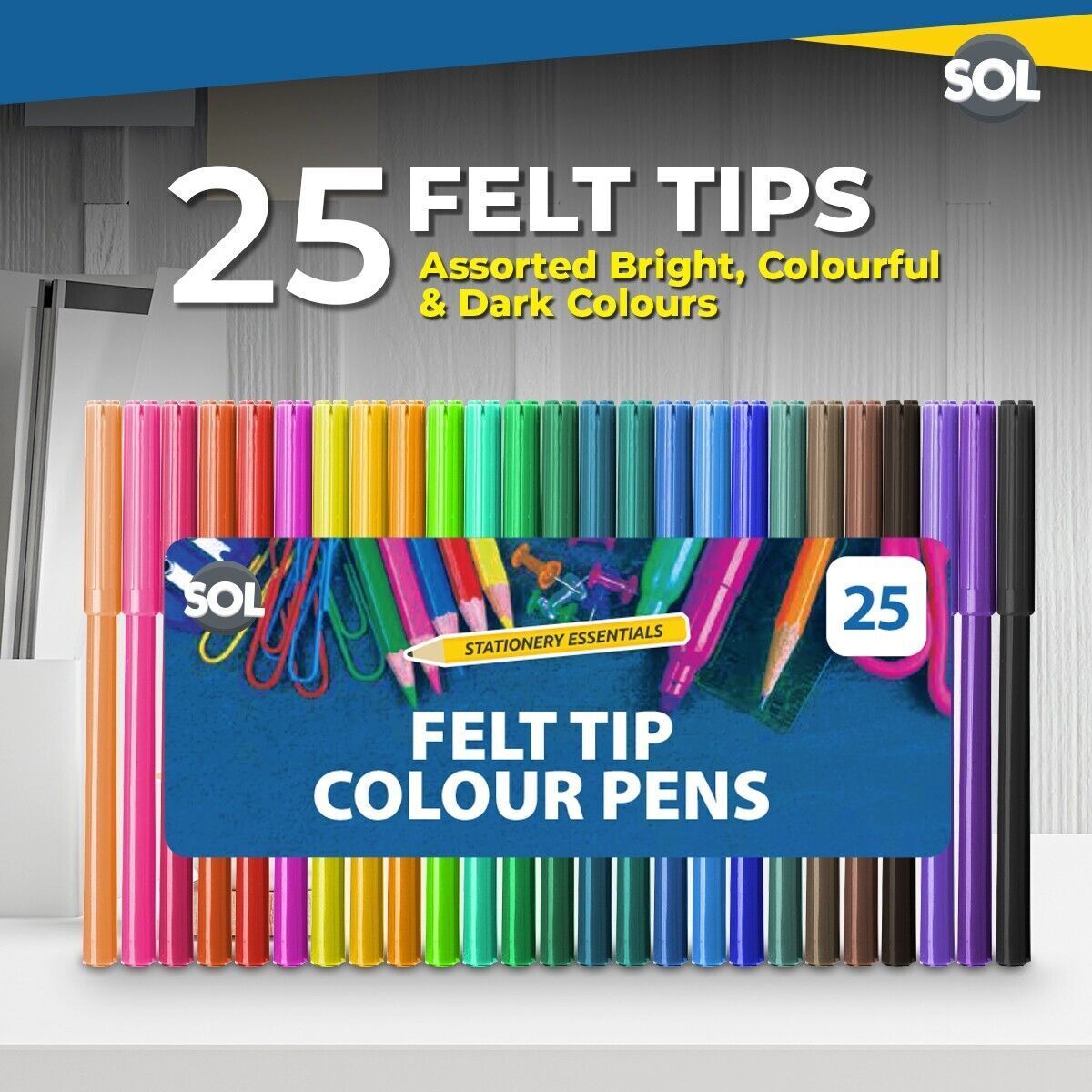 Felt Tip Pens Set | Fine Fibre Drawing Markers | 25 Pack