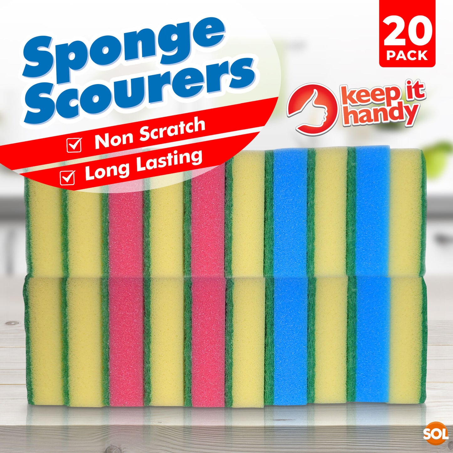 Sponge Scourers Washing Up Dish Pads Kitchen Cleaning | 20 Pack