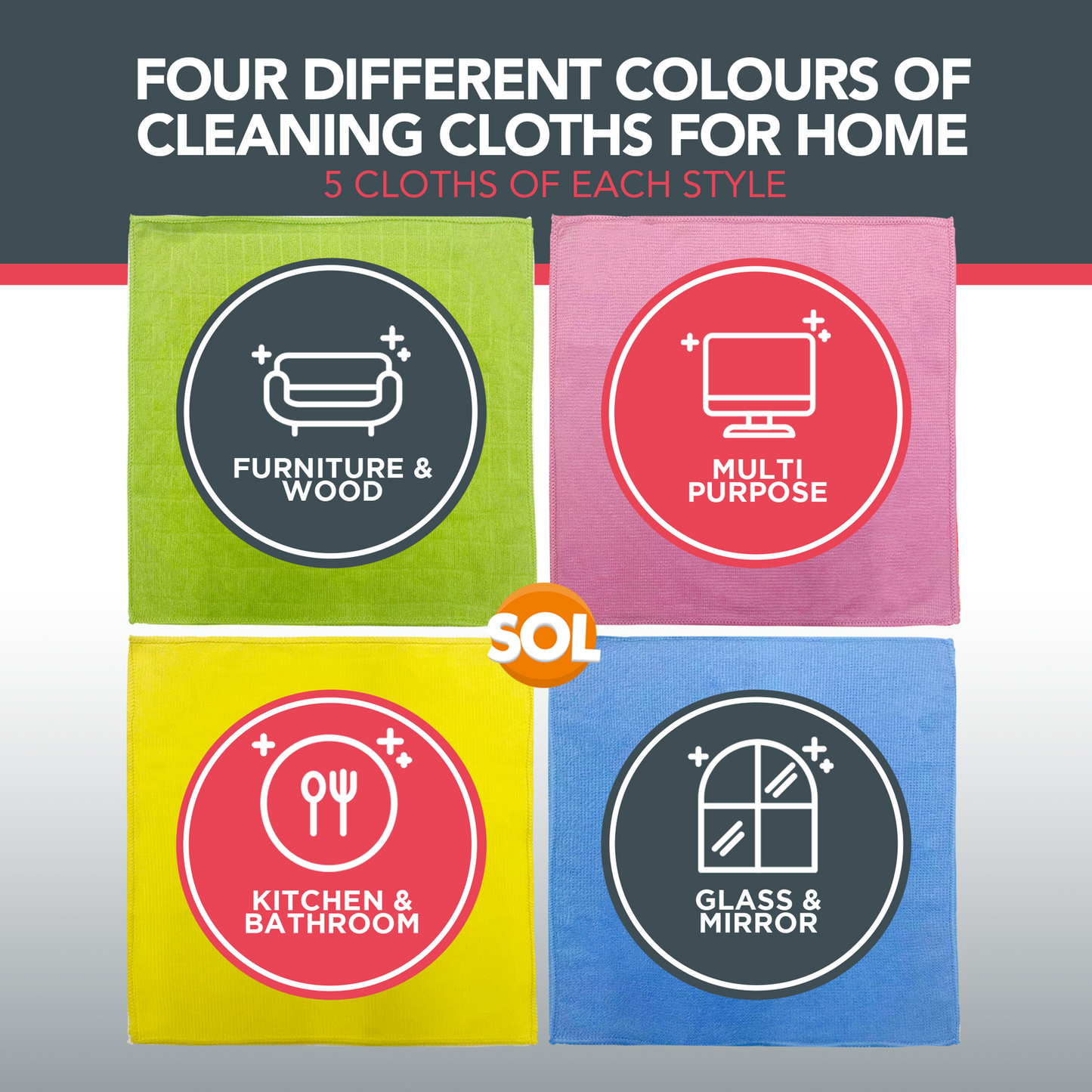 Microfibre Cleaning Cloths | Car Drying & Polishing Towel | 20 Pack