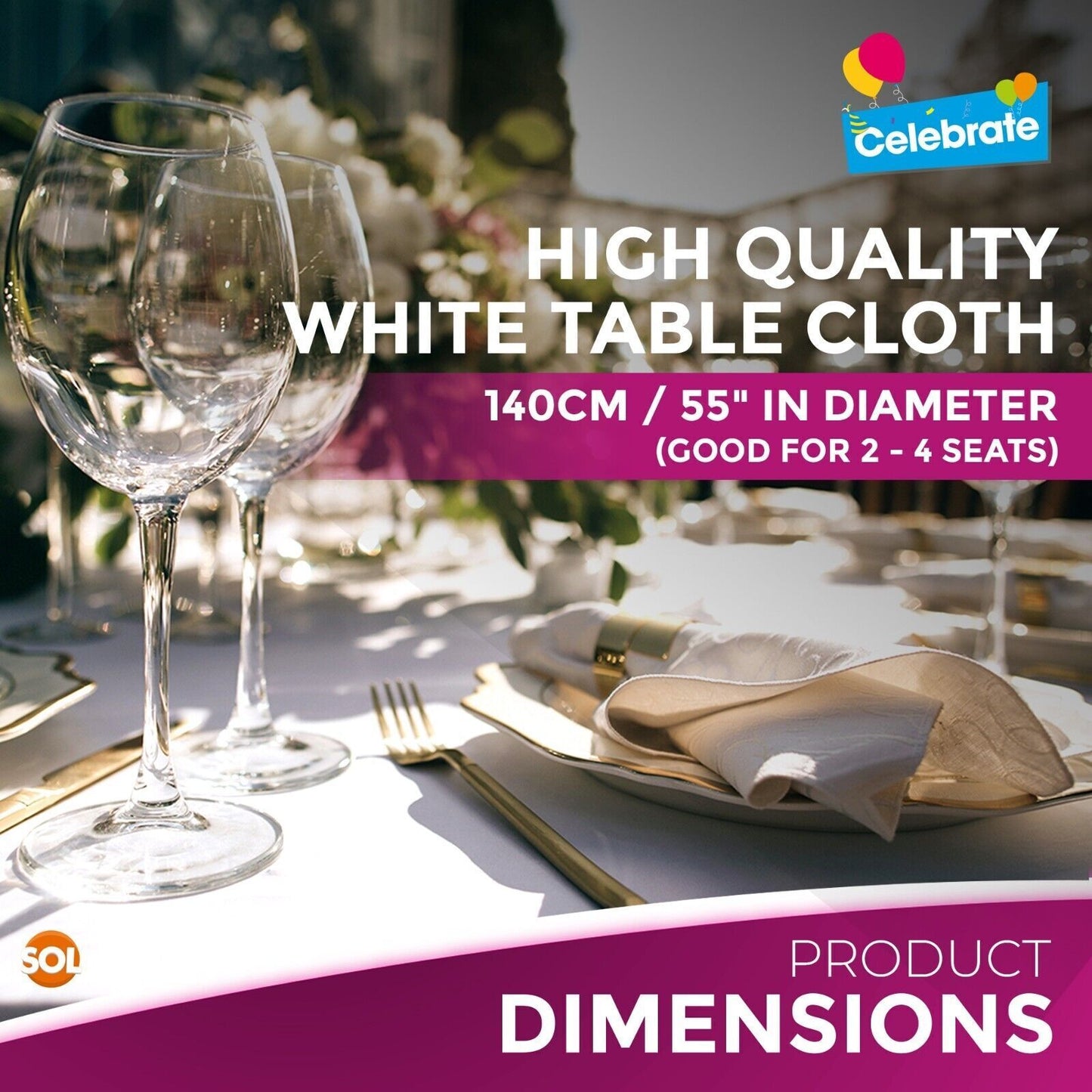 Plastic Table Covers Round 1.4M | Disposable Wipe Clean Party Cloth | 3 Pack