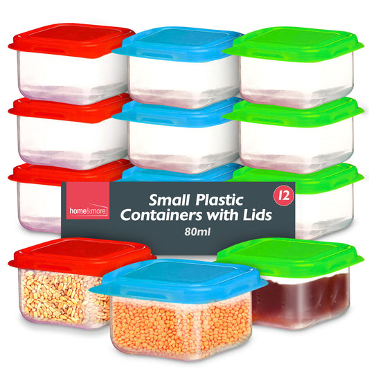 Mini Plastic Storage Containers | Clear Small Boxes | 12 Pack