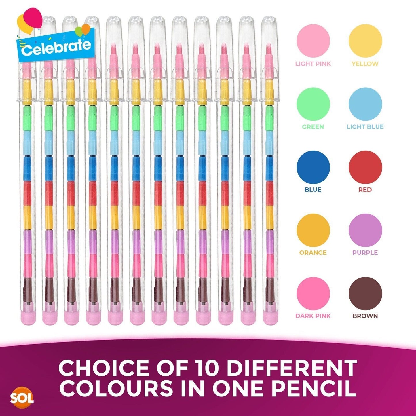 Swap Point Crayons | Stacker Swop Pencils Kids Party Favours | 12 Pack
