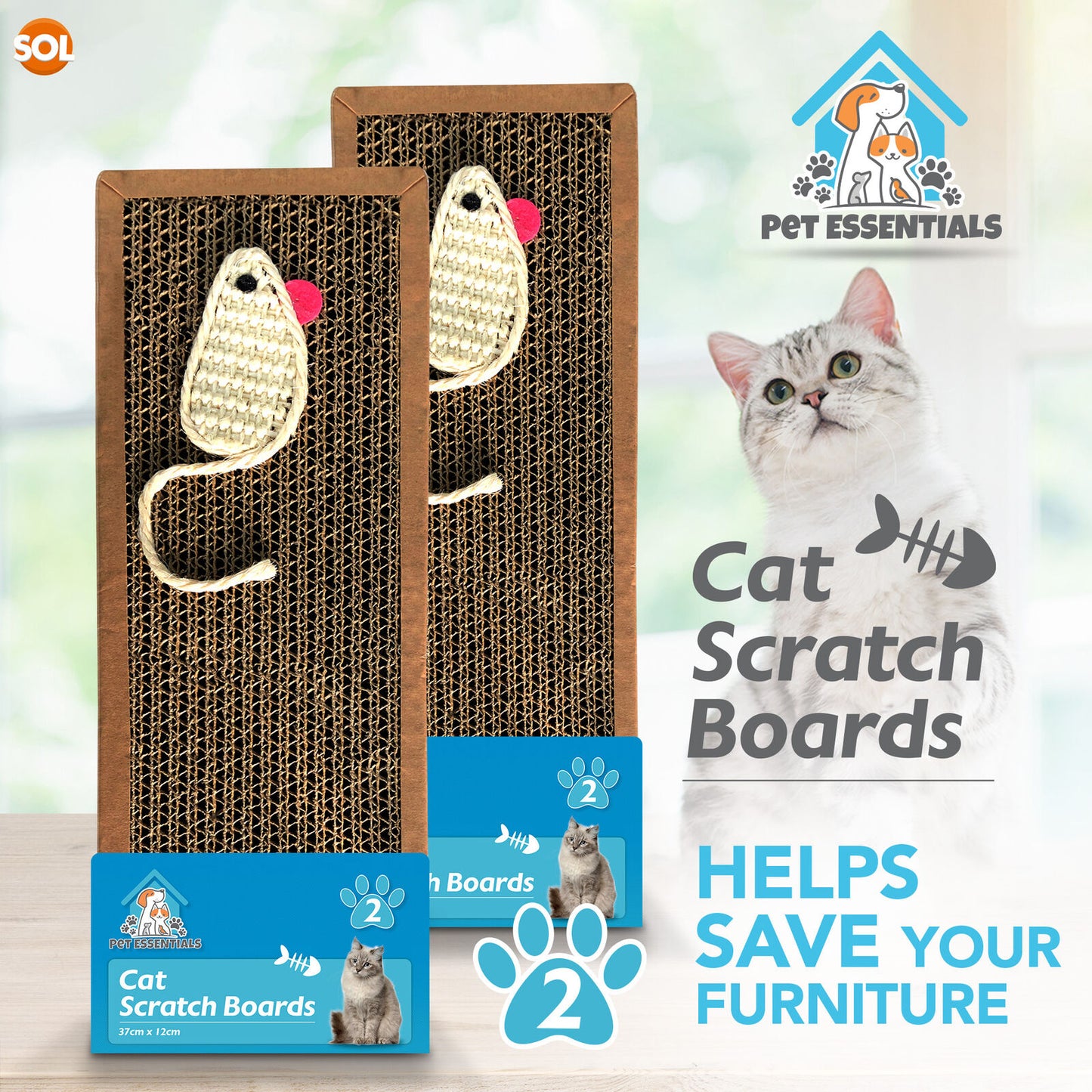 Cat Scratcher Pads | Cardboard Mat Bed & Toy | 2 Pack