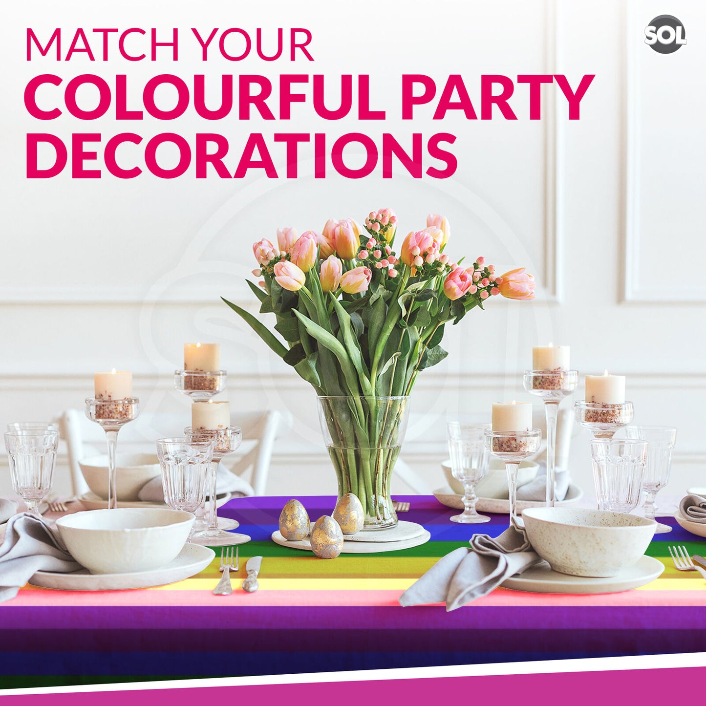 Plastic Table Cloth Covers Rectangular | Party Tableware | 2 Pack