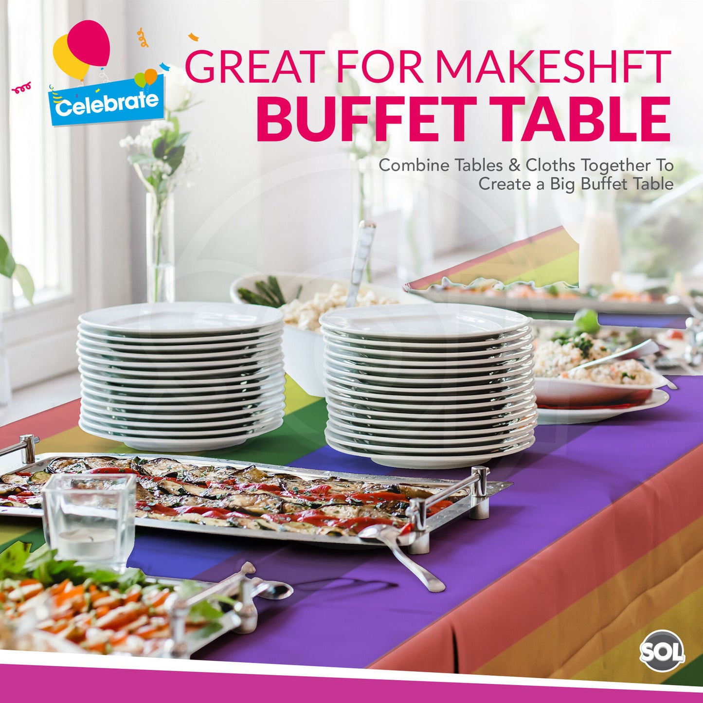 Plastic Table Cloth Covers Rectangular | Party Tableware | 2 Pack