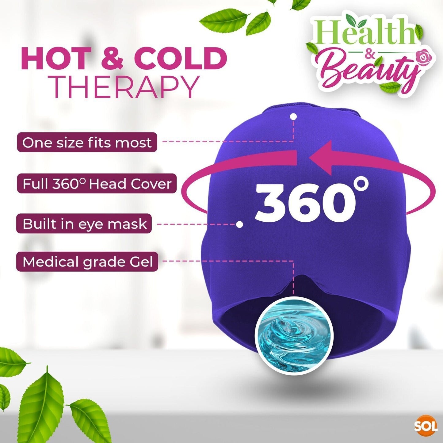 Tension Headache Migraine Relief Cap | Ice & Heat Therapy Hat Mask