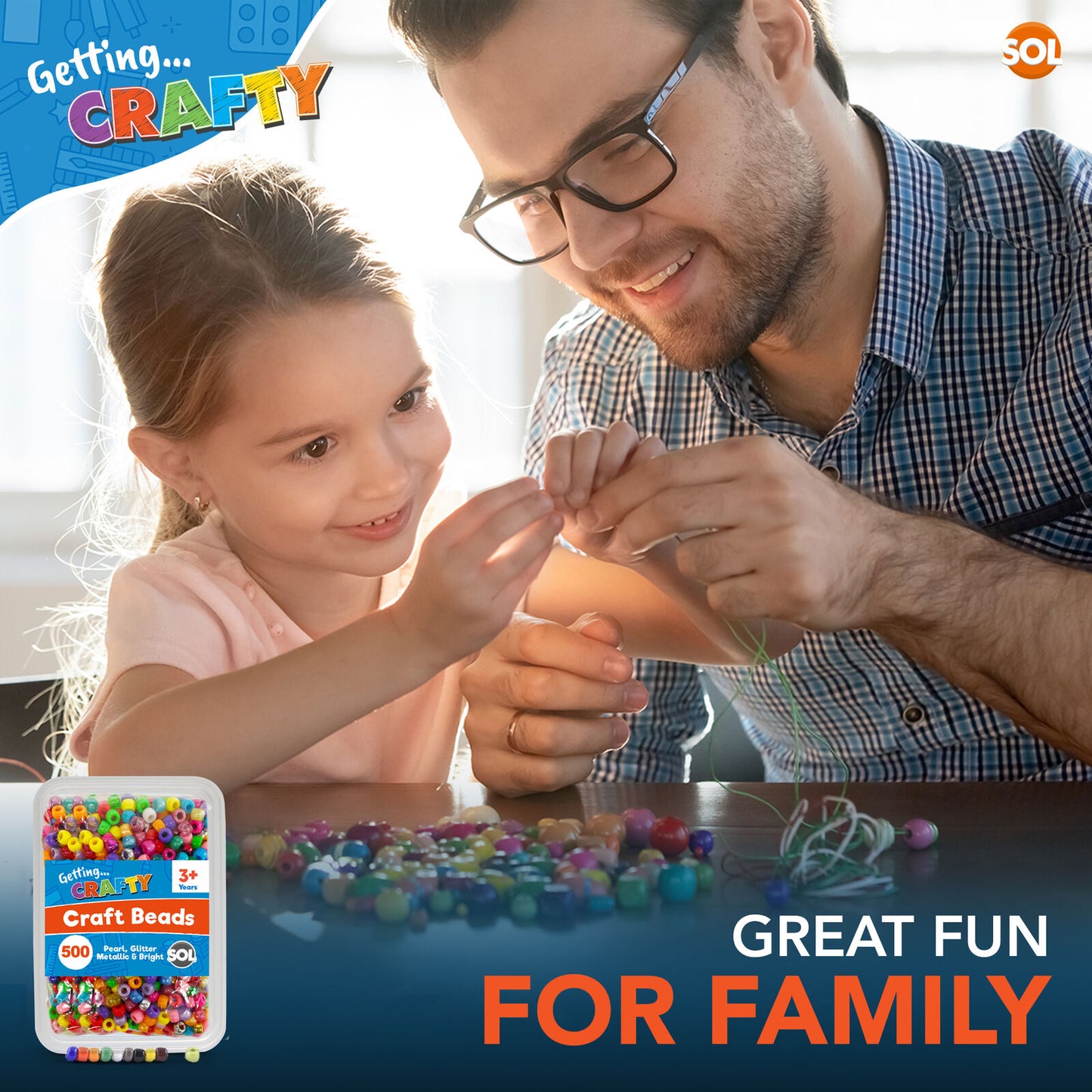 Pony Beads Jewellery Making | Mixed Acrylic Glitter Pearl | 500 Pack