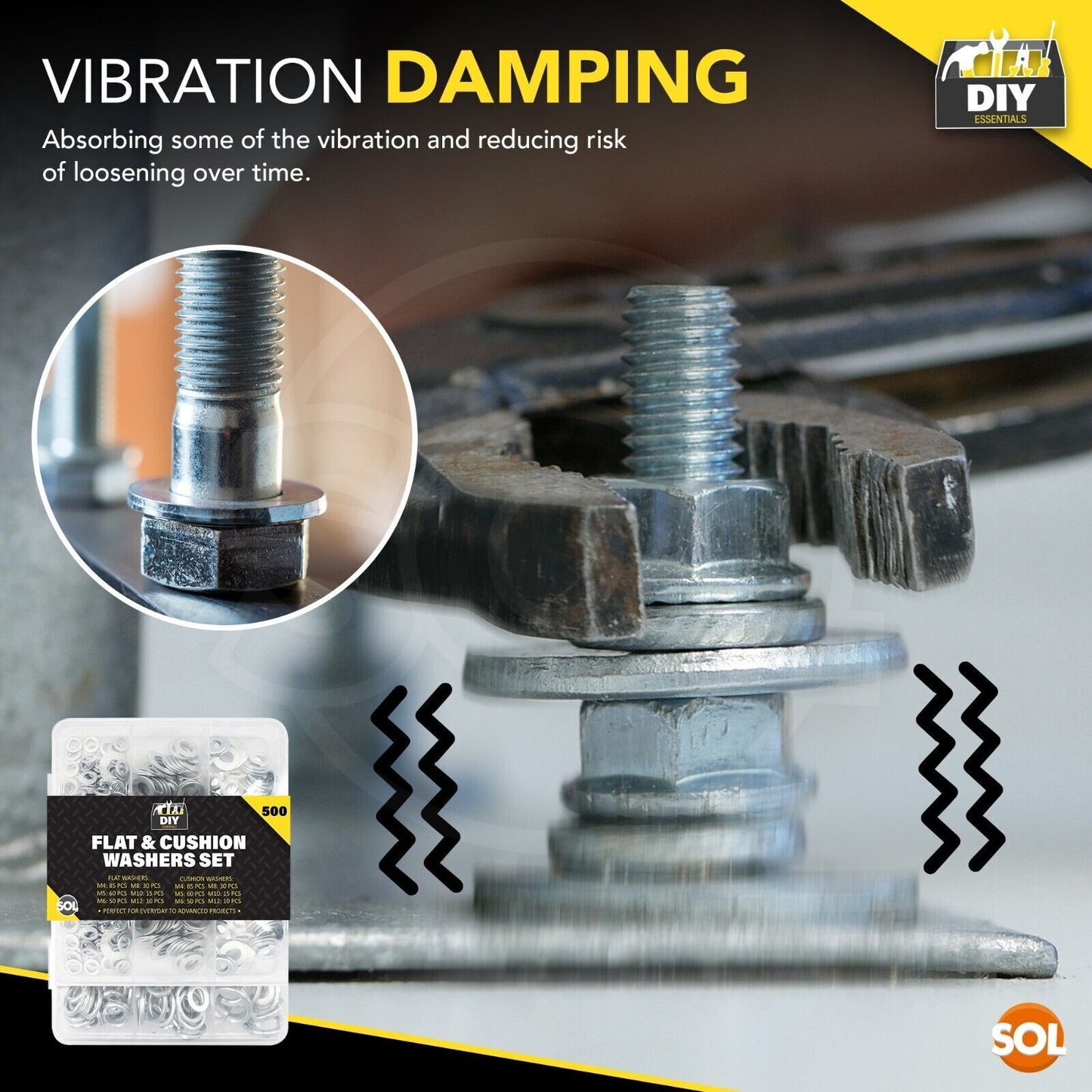 Stainless Steel Flat Washers Set Assorted M4–M12 Spring | 500 pack
