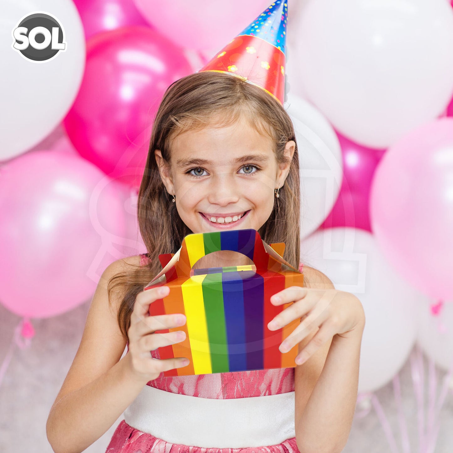 Rainbow Party Boxes | Large Kids Food Lunch Meal | Birthday Loot Gift Bag 20 Pack