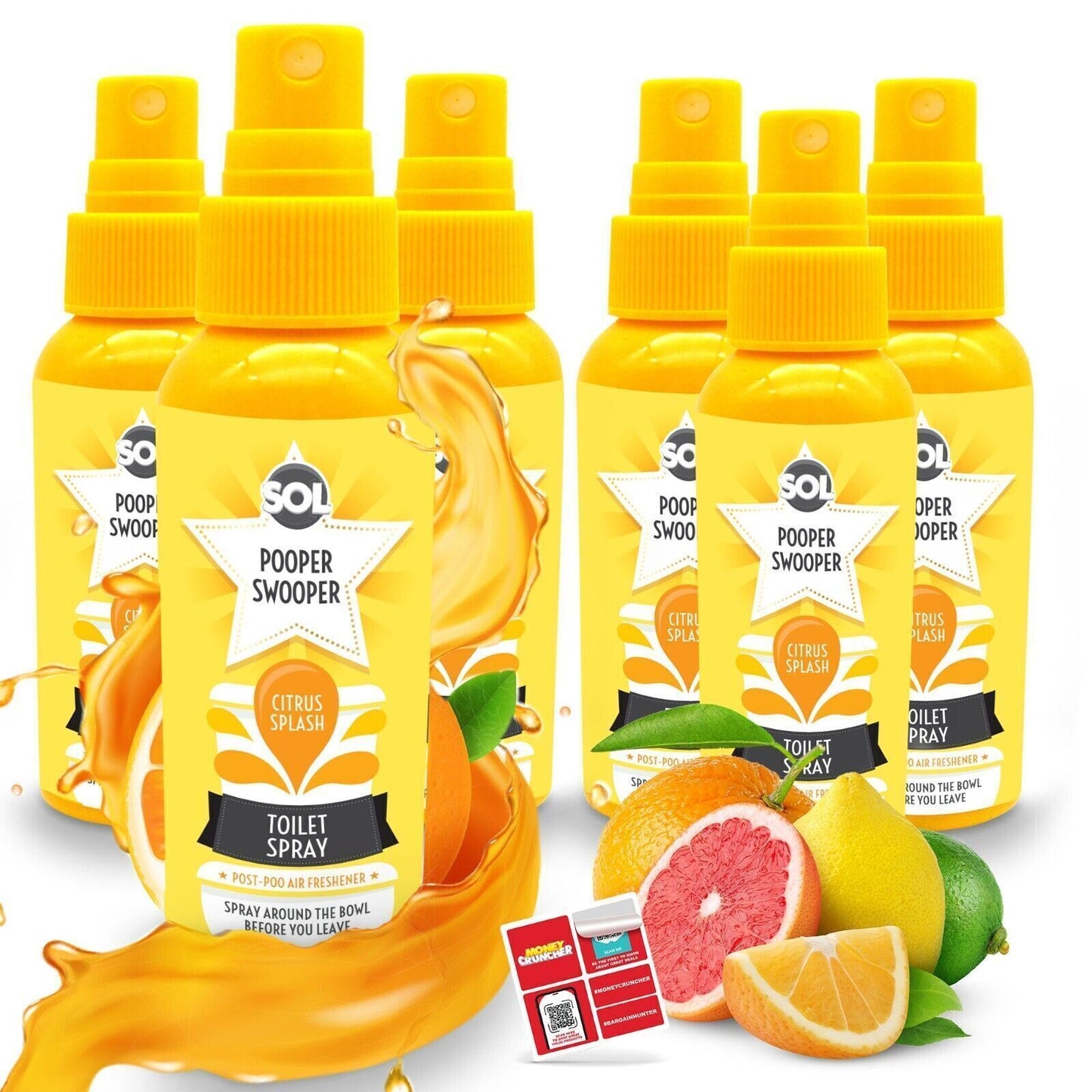 Pooper Star Toilet Spray | Citrus Fragrance Air Freshener | 6 Pack