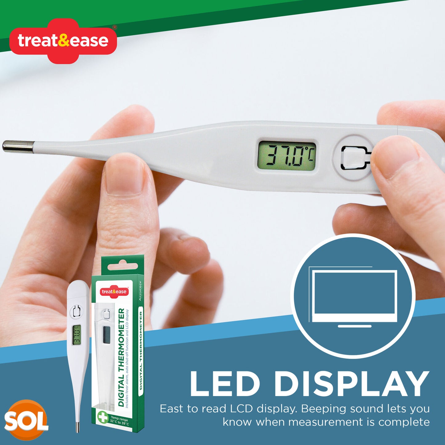 Digital Thermometer Medical LCD Audible Alarm Baby Adult Oral Ear Body Arm Fever
