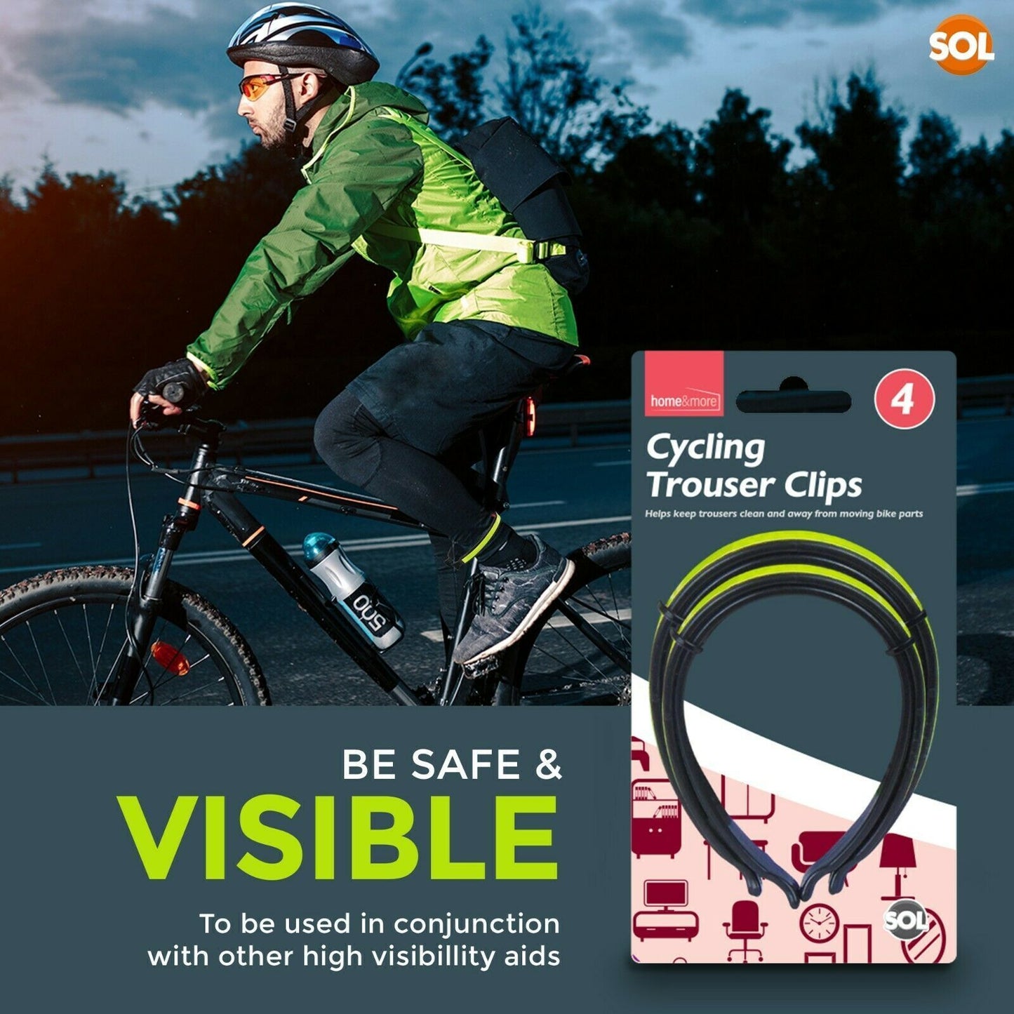 Cycle Clips Reflective Bands | Bike Trouser Strap 4 Pack