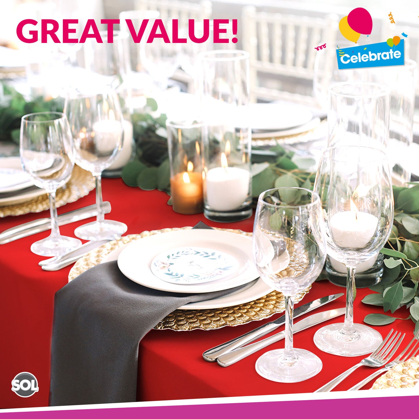 Plastic Table Cloth Covers Rectangular | Party Tableware | 2 Pack