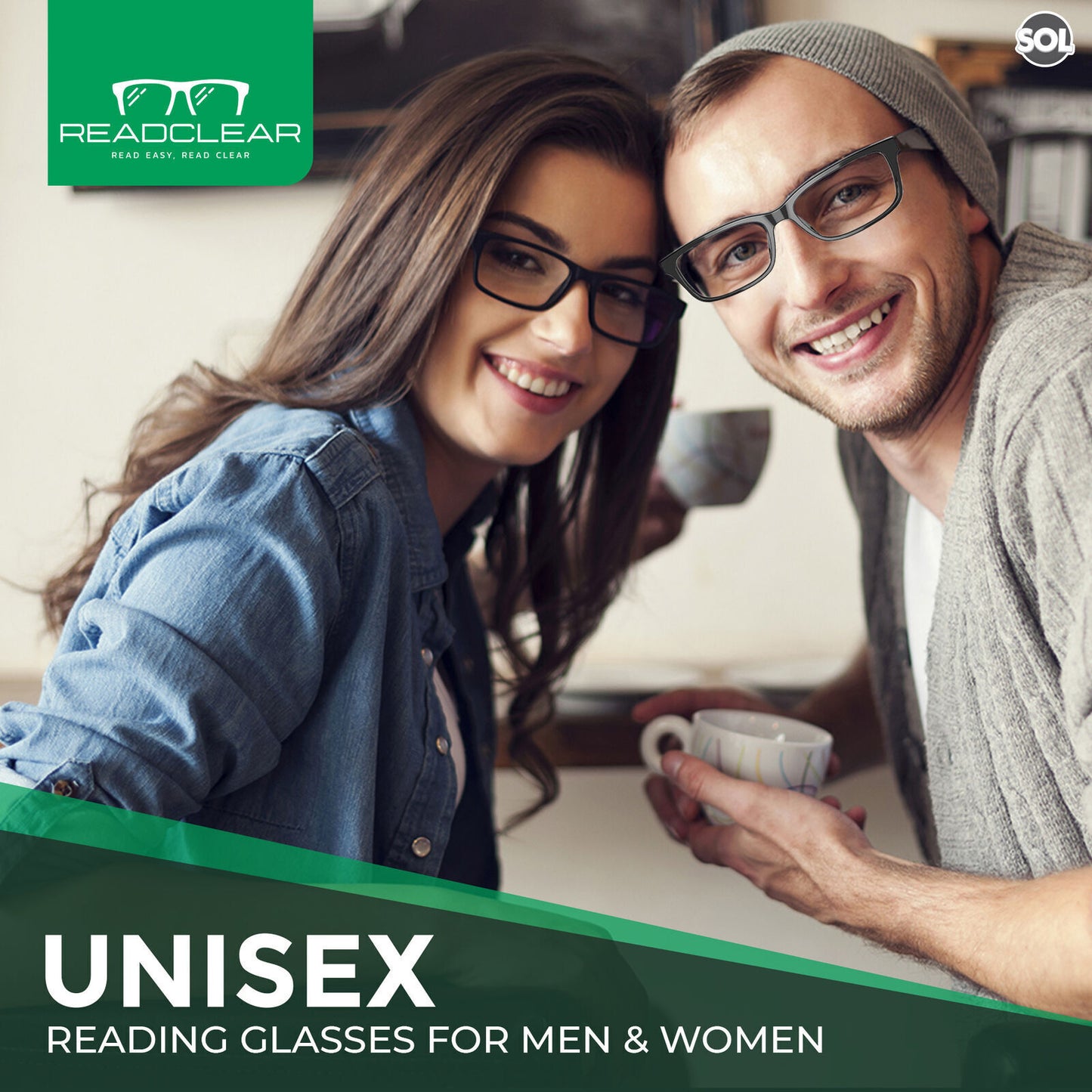 Thin Reading Glasses +1 to +3.5 | Unisex with Case & Cloth