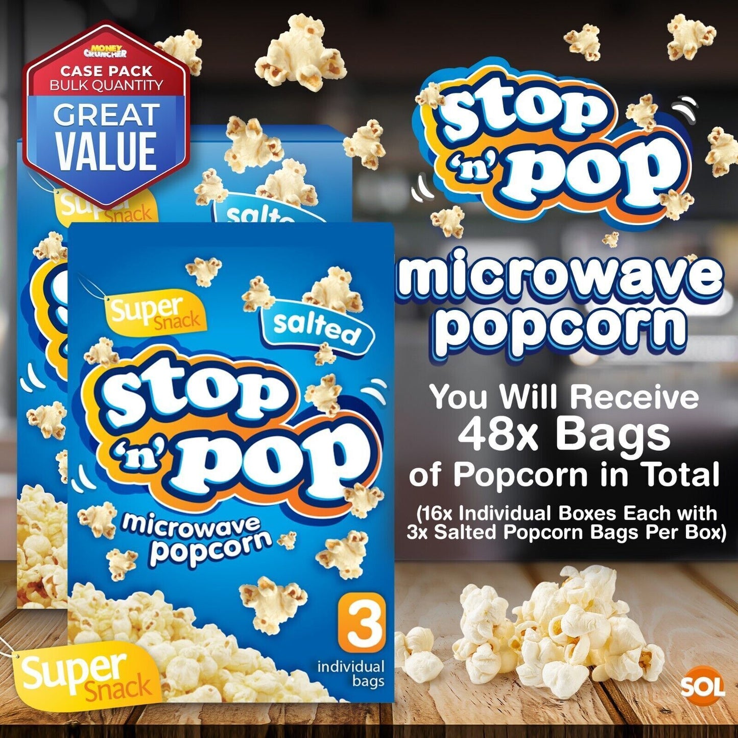 Microwave Popcorn 85g | Sweet Salted Butter Flavour | 48 Pack
