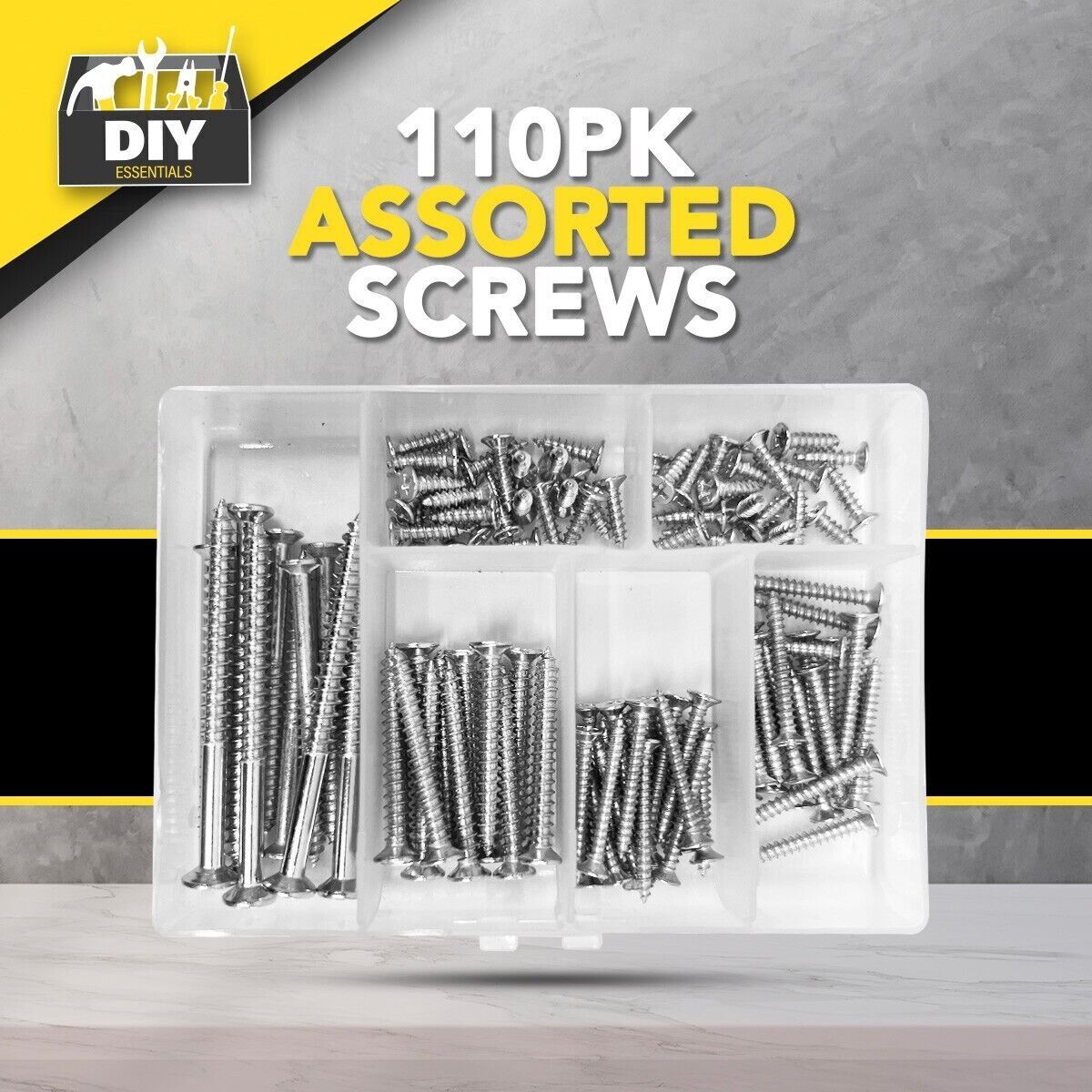Steel Wood Screws Assorted | DIY, Carpentry & Home | 110 Pack