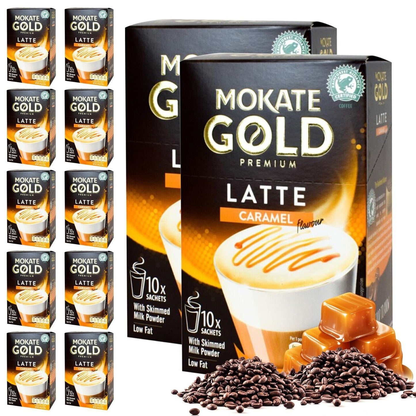 60-120 Mokate Gold Latte Coffee Sachets | Premium Caramel Classic Instant Sticks