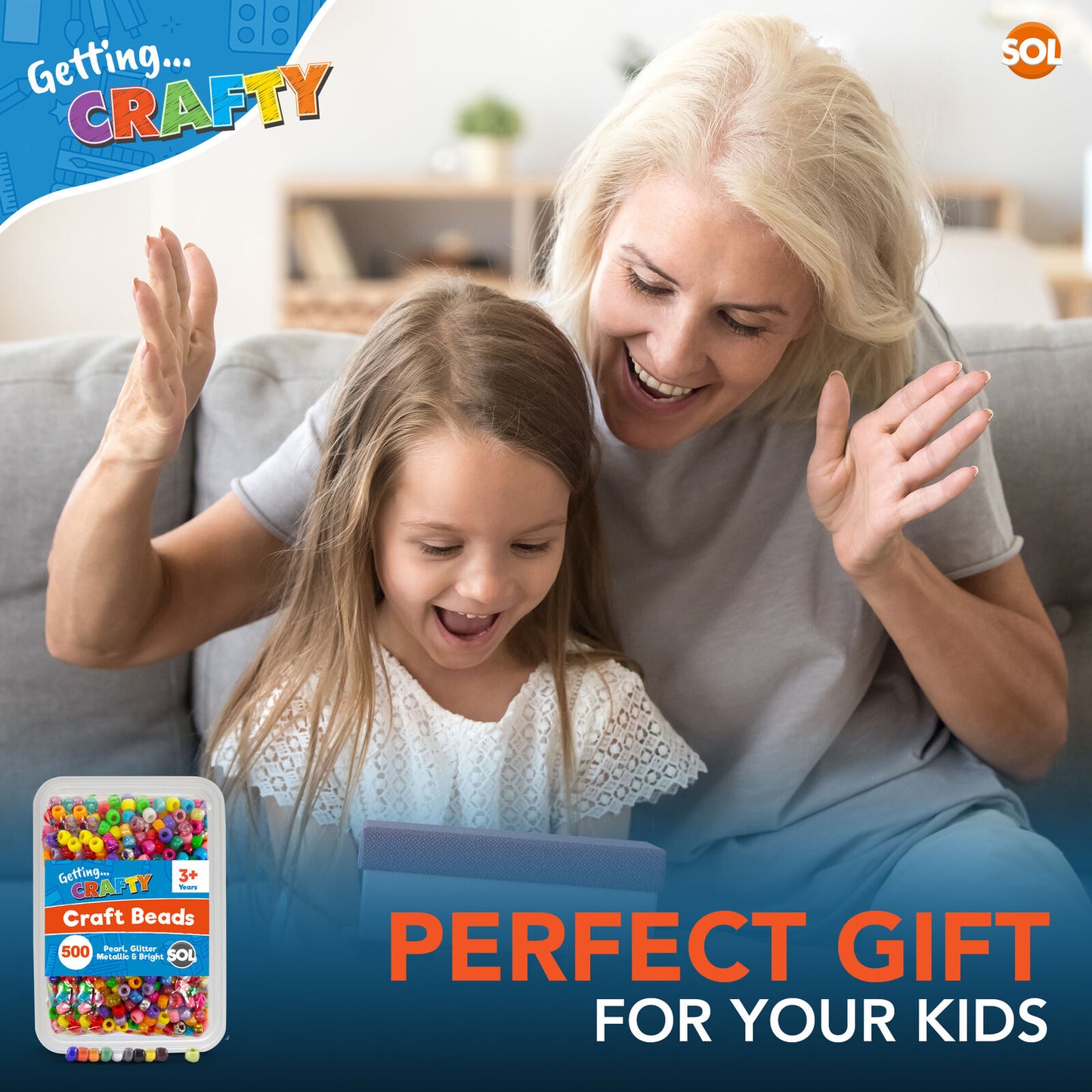 Pony Beads Jewellery Making | Mixed Acrylic Glitter Pearl | 500 Pack