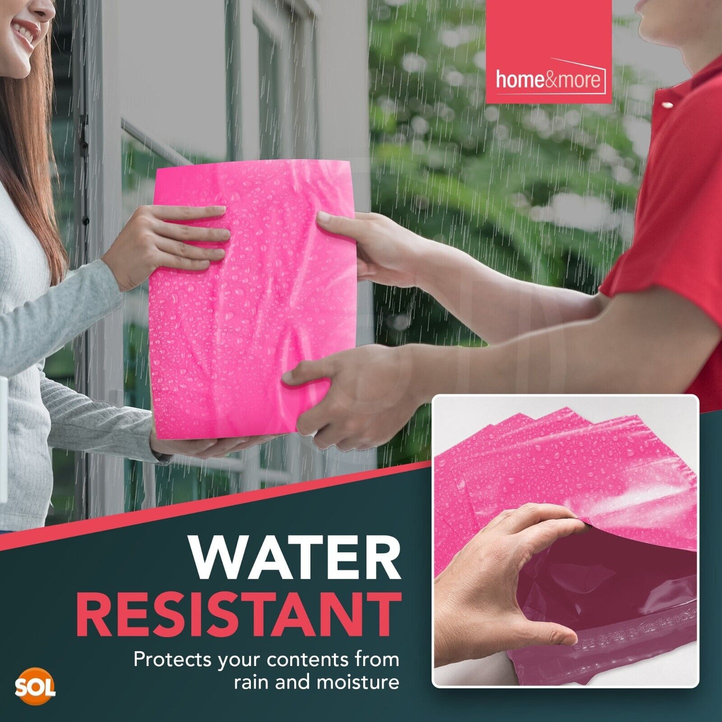 Pink Mailing Bags Mixed Sizes Strong Plastic Postal | 50 Pack