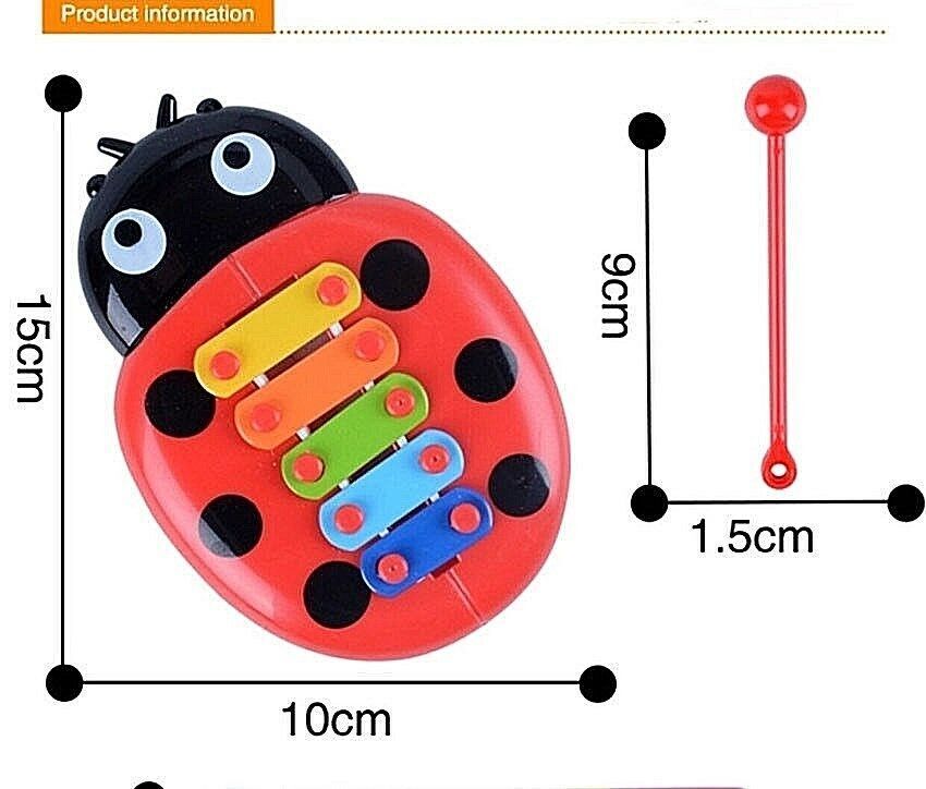 Kids Beetle Xylophone Toy Baby Childs Musical Development Instruments 5-Note Red