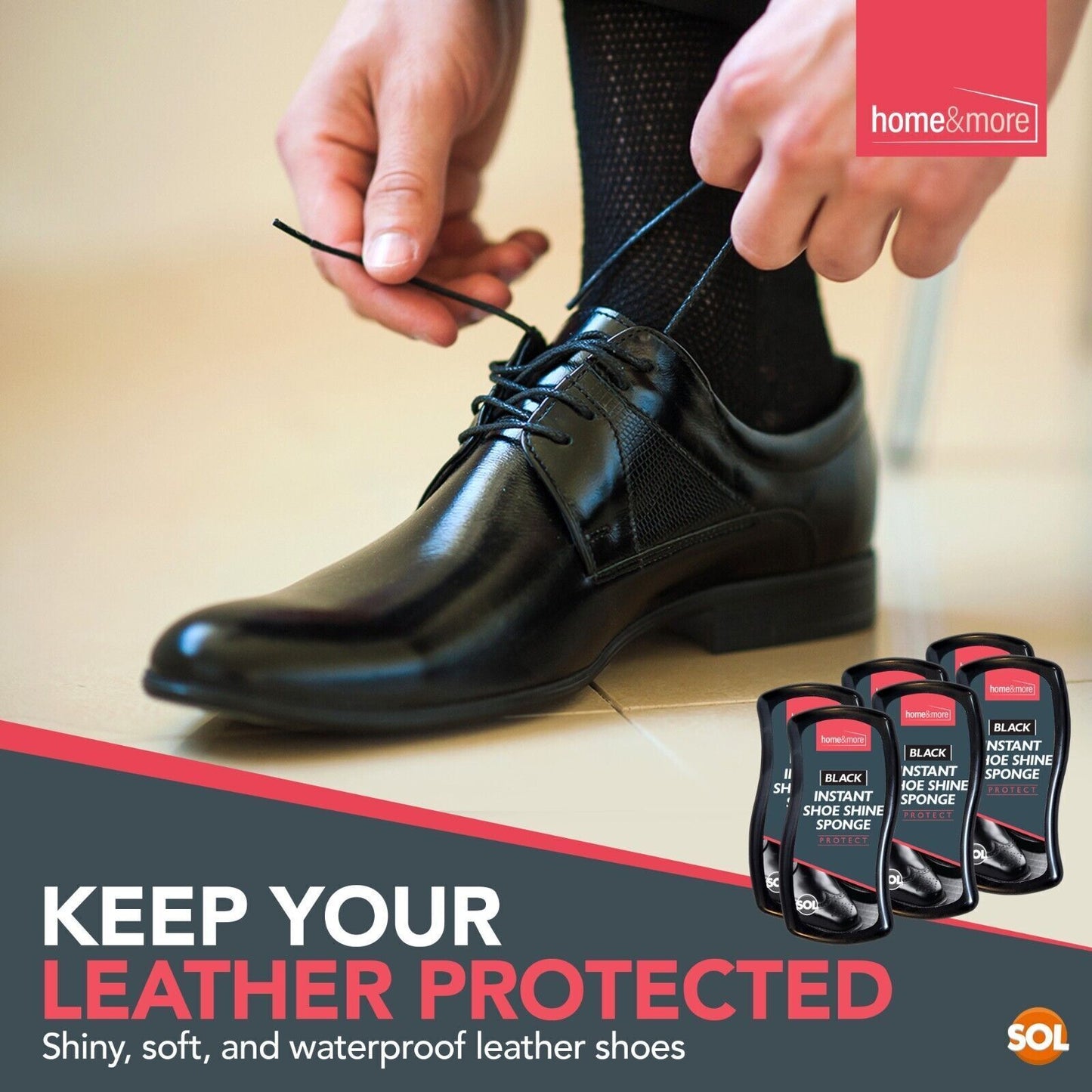 Instant Shoe Shine Sponge Black Leather Boot Polish | 6 Pack