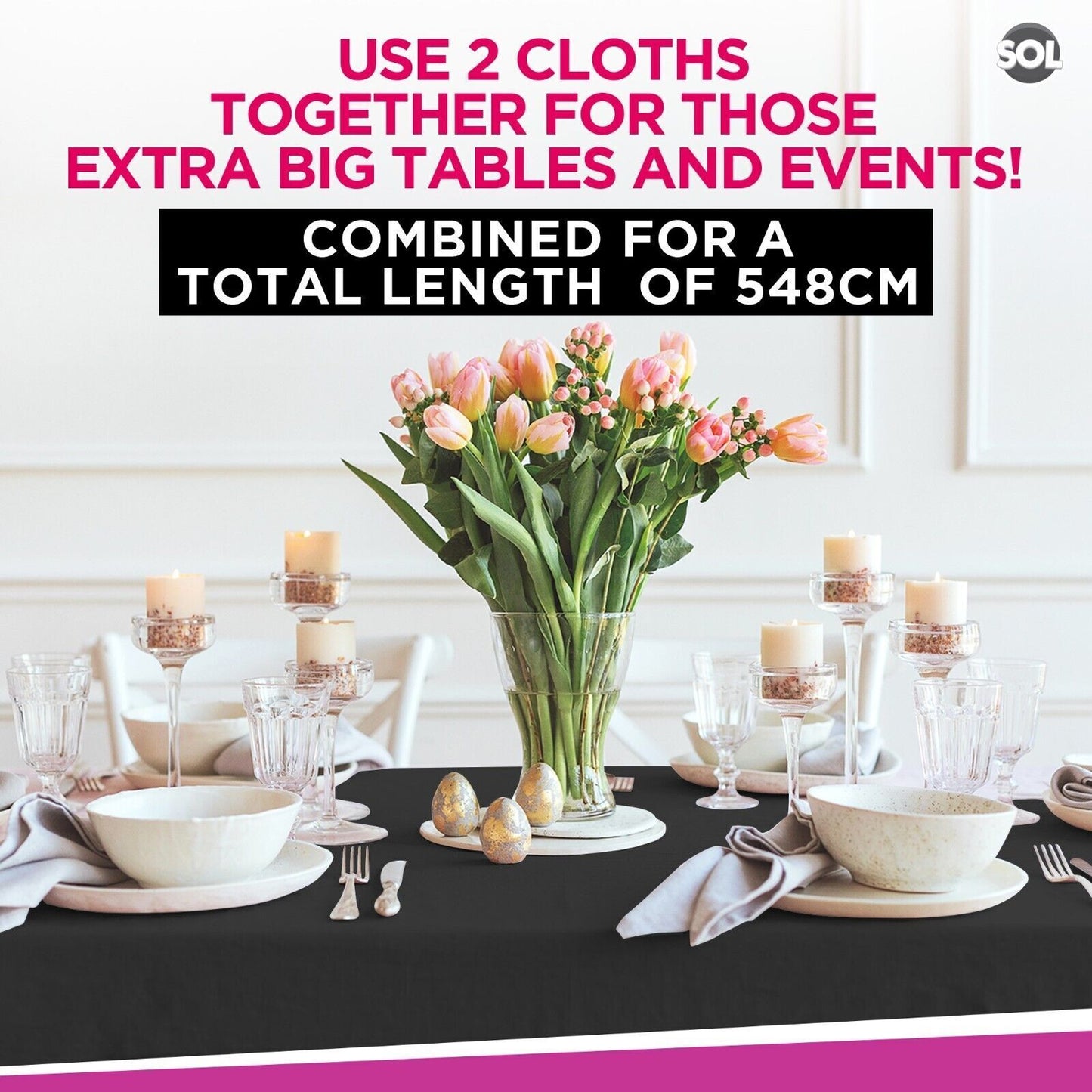 Plastic Table Cloth Covers Rectangular | Party Tableware | 2 Pack