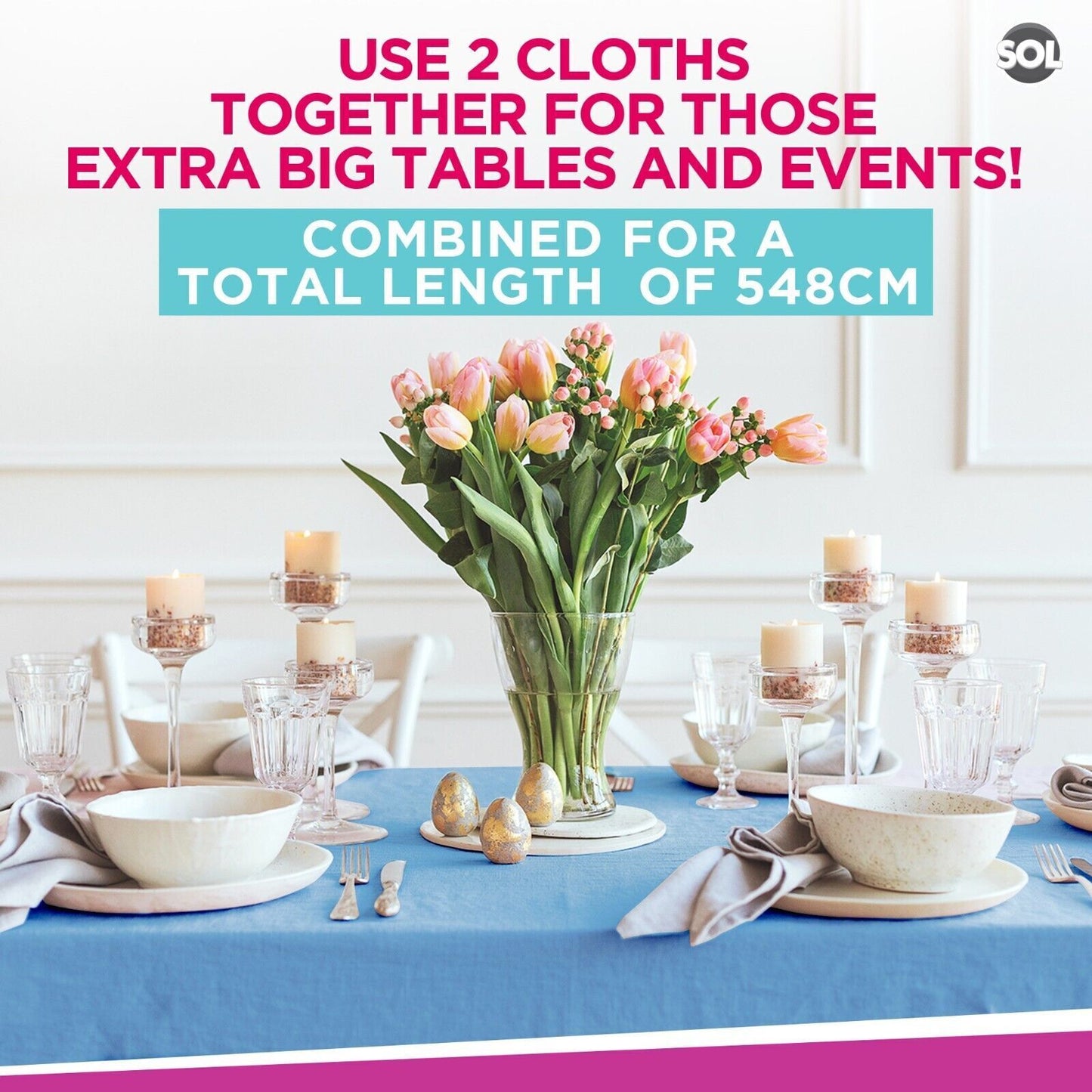 Plastic Table Cloth Covers Rectangular | Party Tableware | 2 Pack