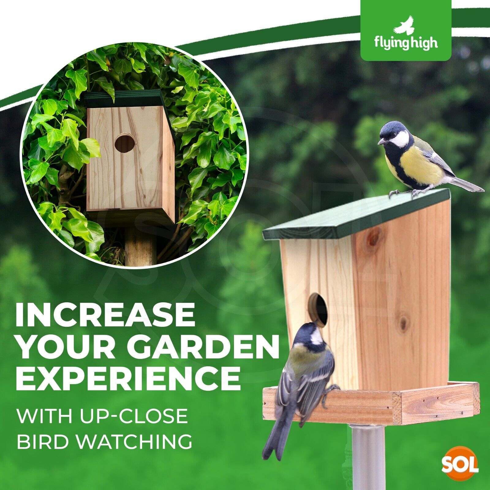 4-12pk Wooden Bird Nesting Boxes | Nest House for Small Wild Finch Robin Sparrow