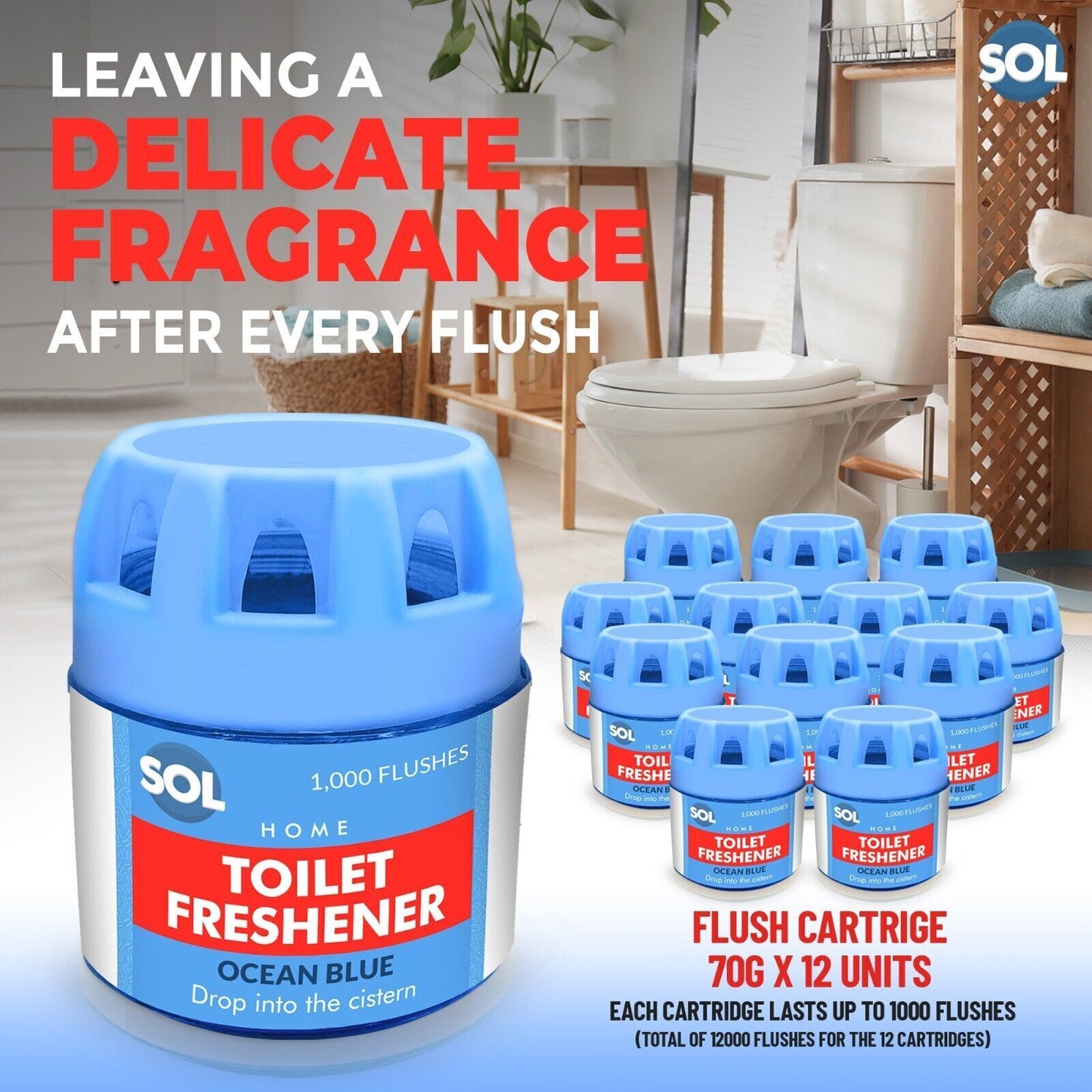 Toilet Bowl Freshener | Blue Cistern Block Cleaner | 6 Pack