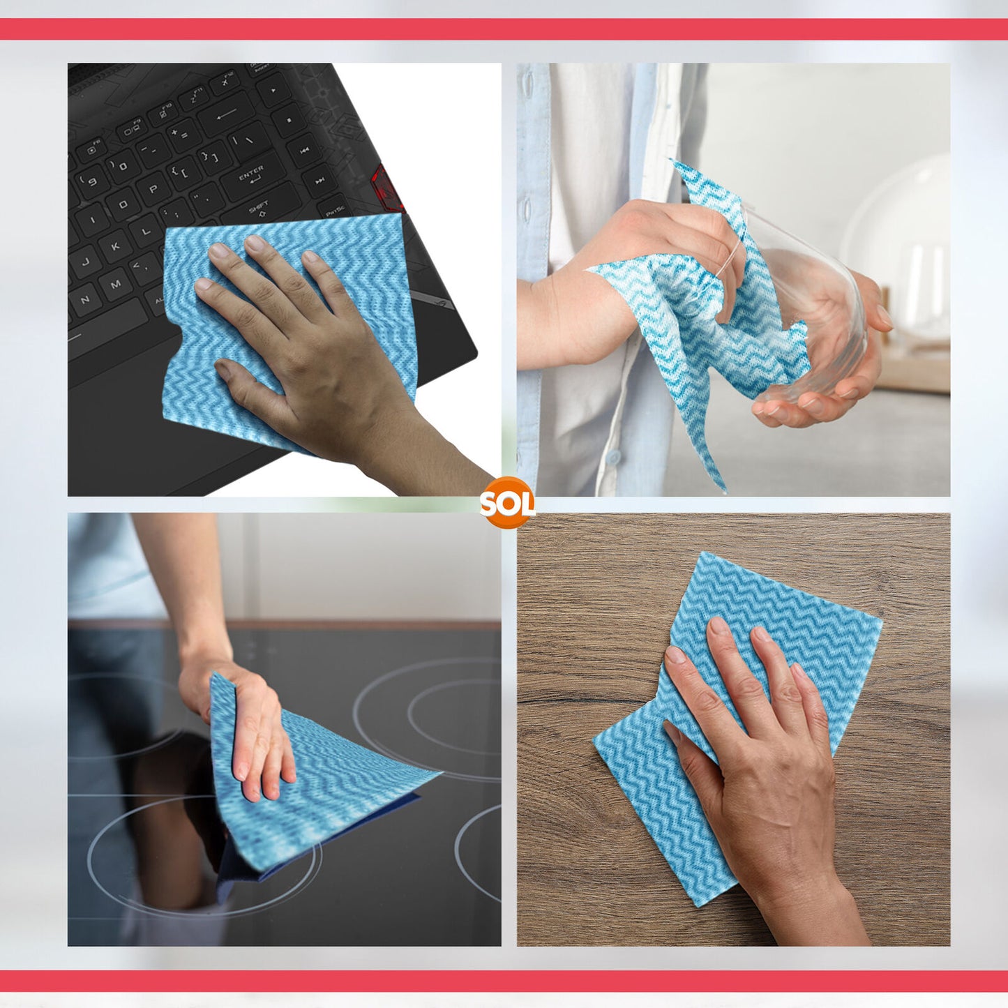 100 All Purpose Cleaning Cloths Blue Home Kitchen Hygienic Quality Wipes J Type