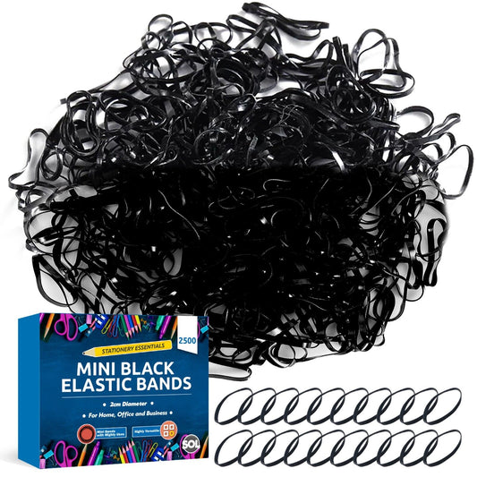 Mini Black Hair Elastics Rubber Bands Braids Plaits | 2500 Pack