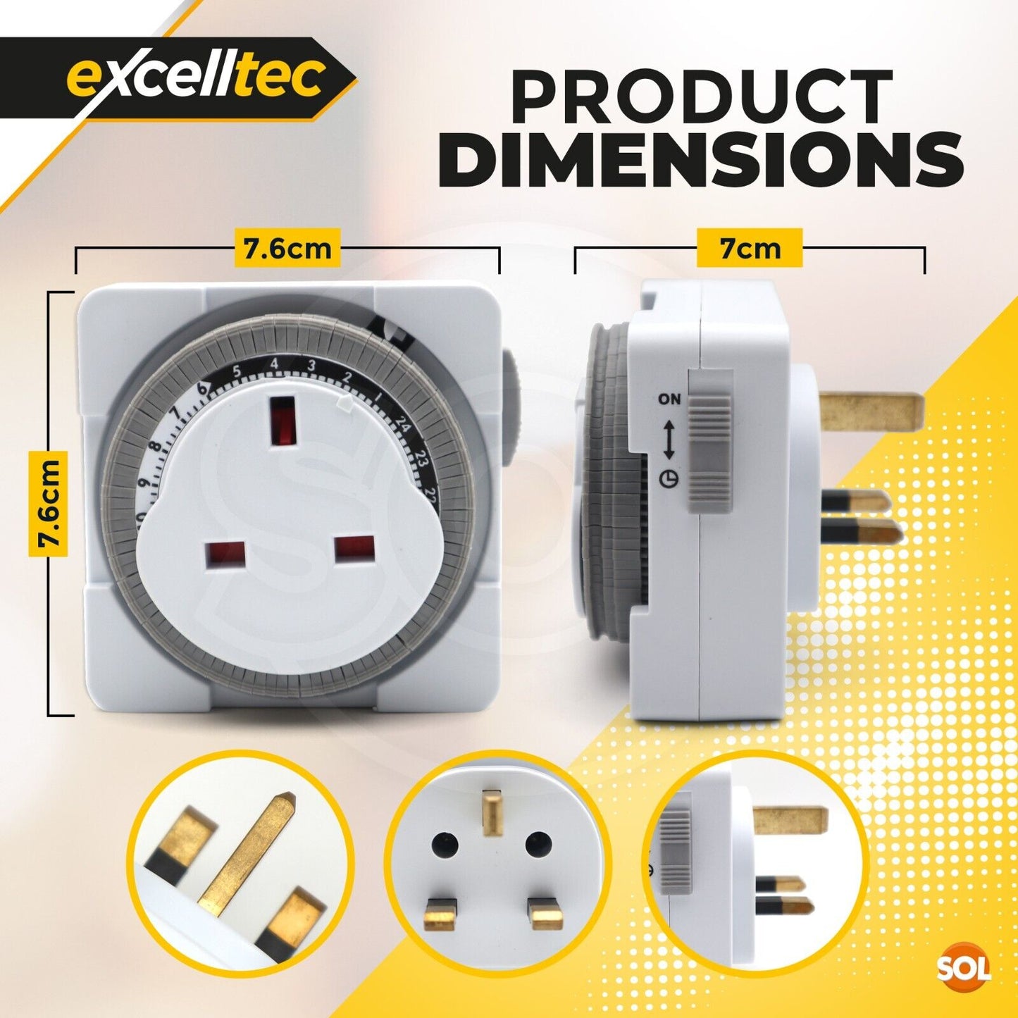 24 Hour Segment Timer Switch 24hr Mains Plug In Mechanical Clock Energy Saver